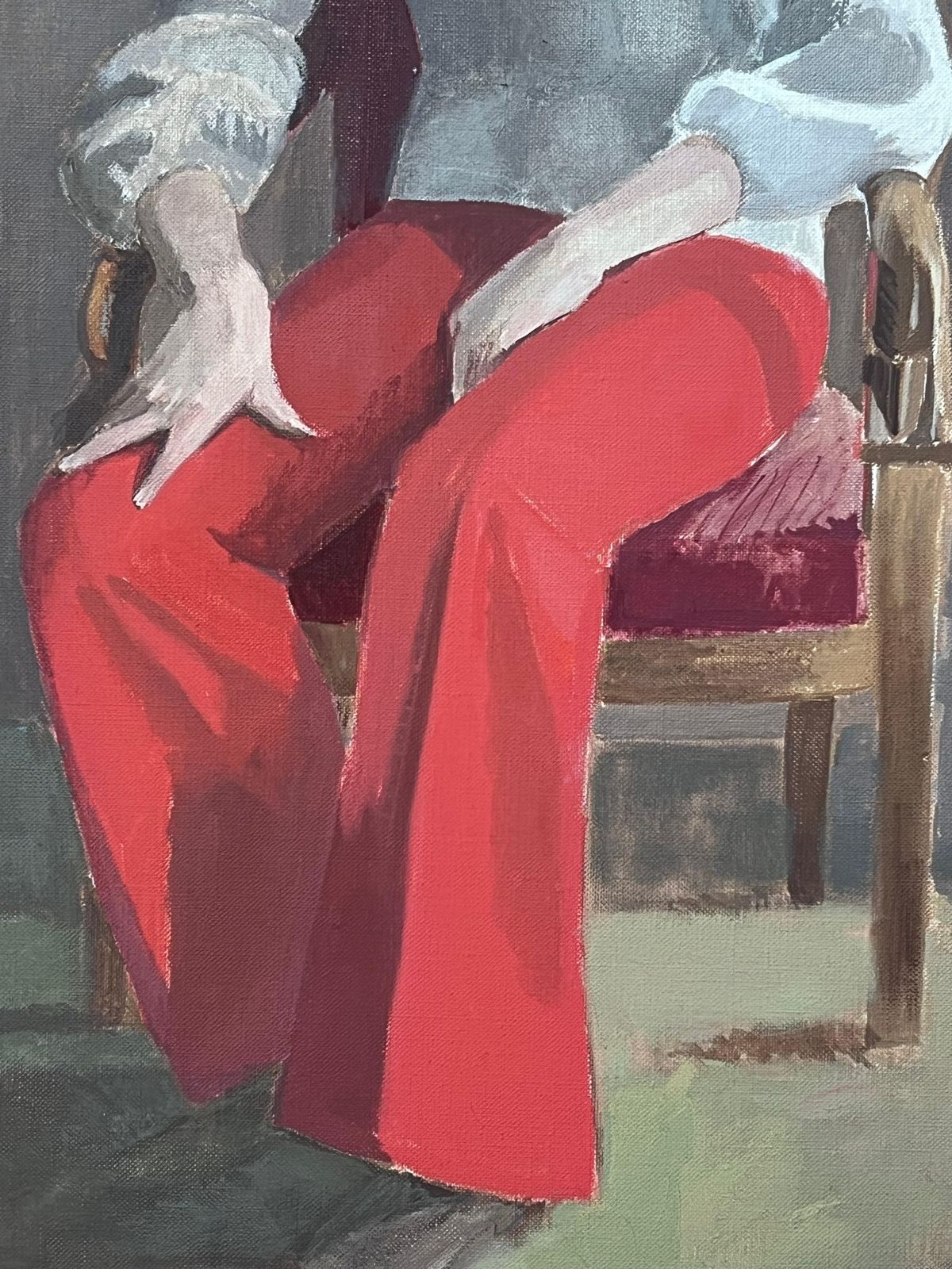 Laure Noetzin Azam (French 1929 2024)fine 20th Century French Modernist Oil Painting Girl In Red Trousers photo vinterior