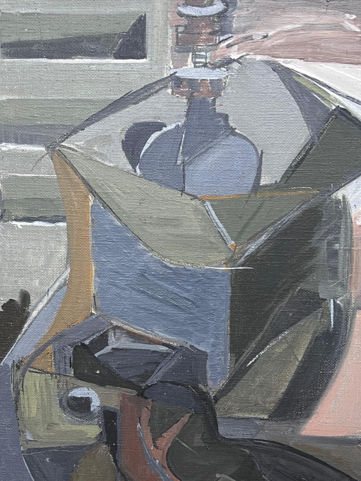 Laure Noetzin Azam (French 1929 2024)fine 20th Century French Cubist Still Life Grey Muted Tones Oil Painting photo for sale