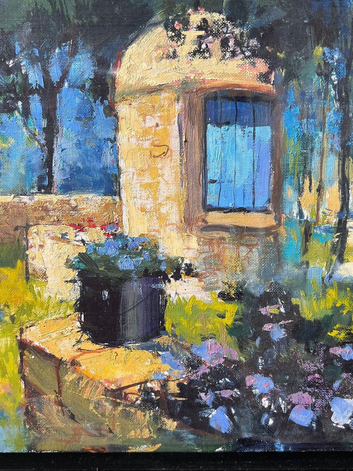 Pierre Neveusunlit Garden With Stone Well And Flowers Beside Shade Trees French Oil Painting photo Art