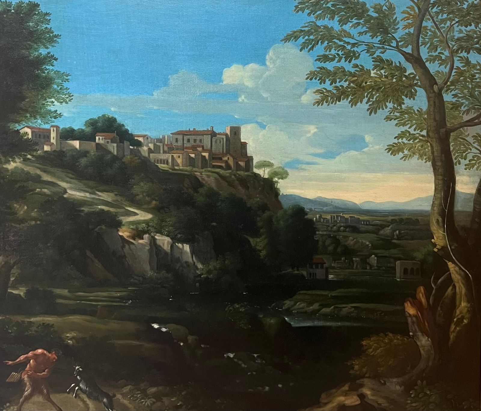 Fine 18th Century Italian Classical Huge Oil Painting Figures Animals Landscape photo furniture