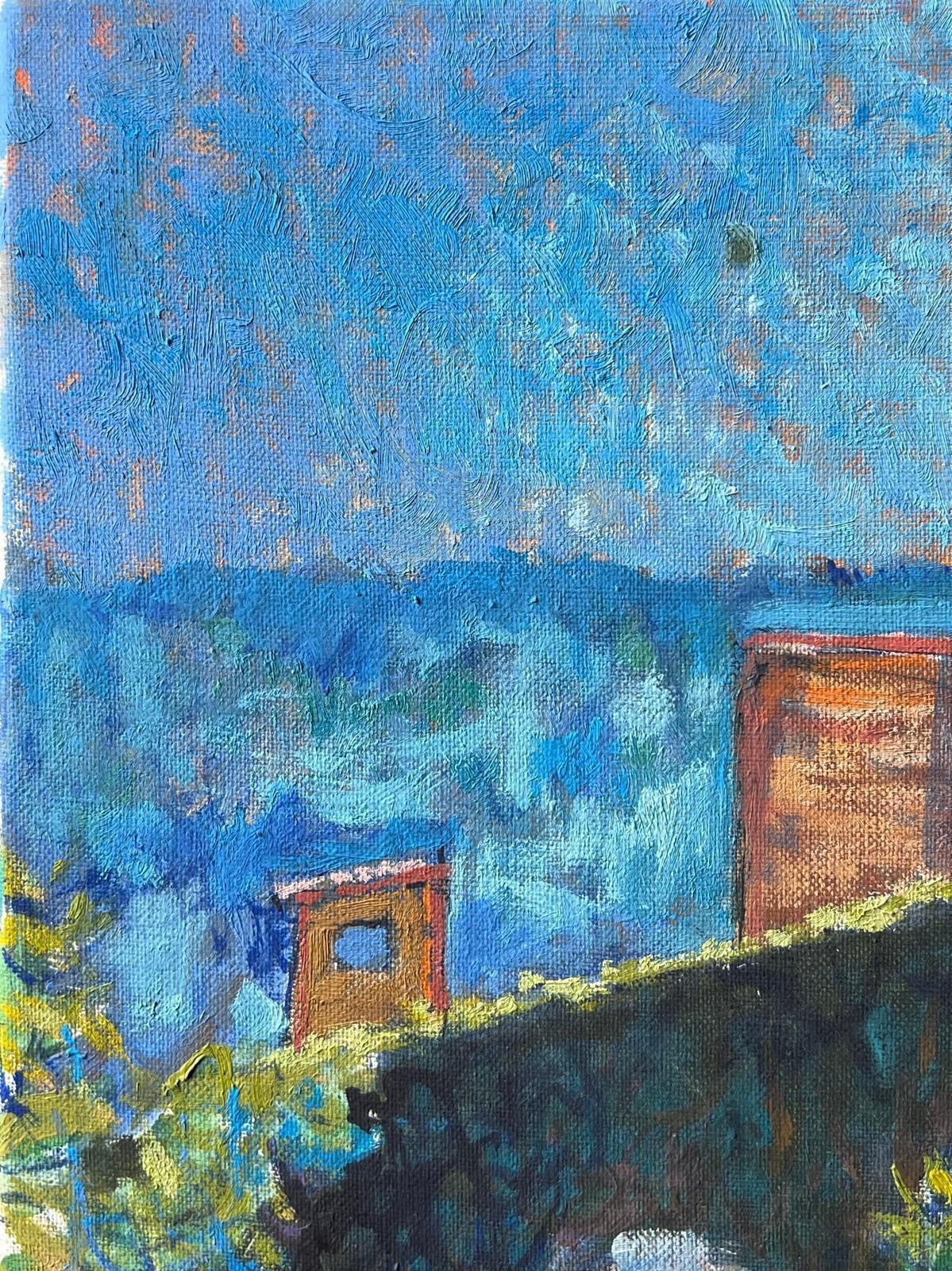 Pierre Neveusunny Rooftop View With Stone Arch And Blue Sky Above A Town French Oil Painting photo Art
