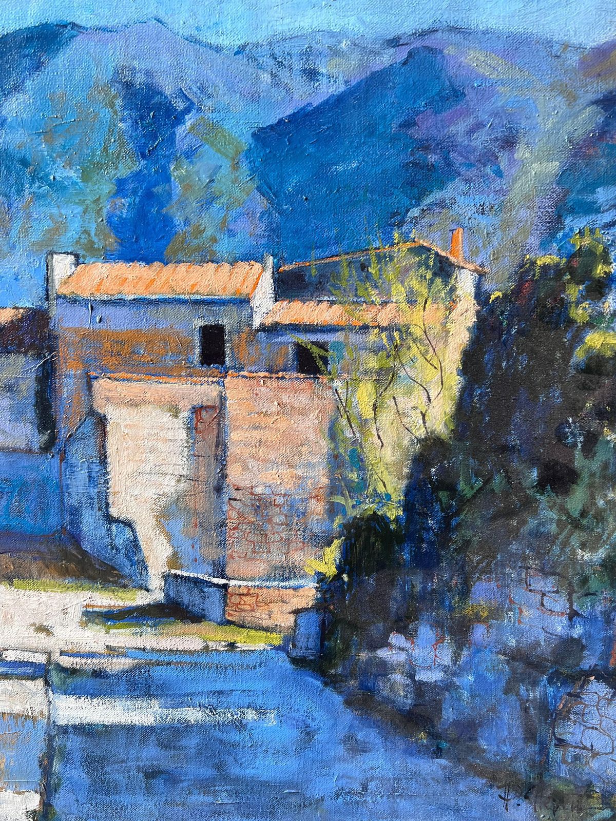 Pierre Neveust Martin De Castillon Sunny Mountain Village Way Old Houses French Oil Painting photo Art