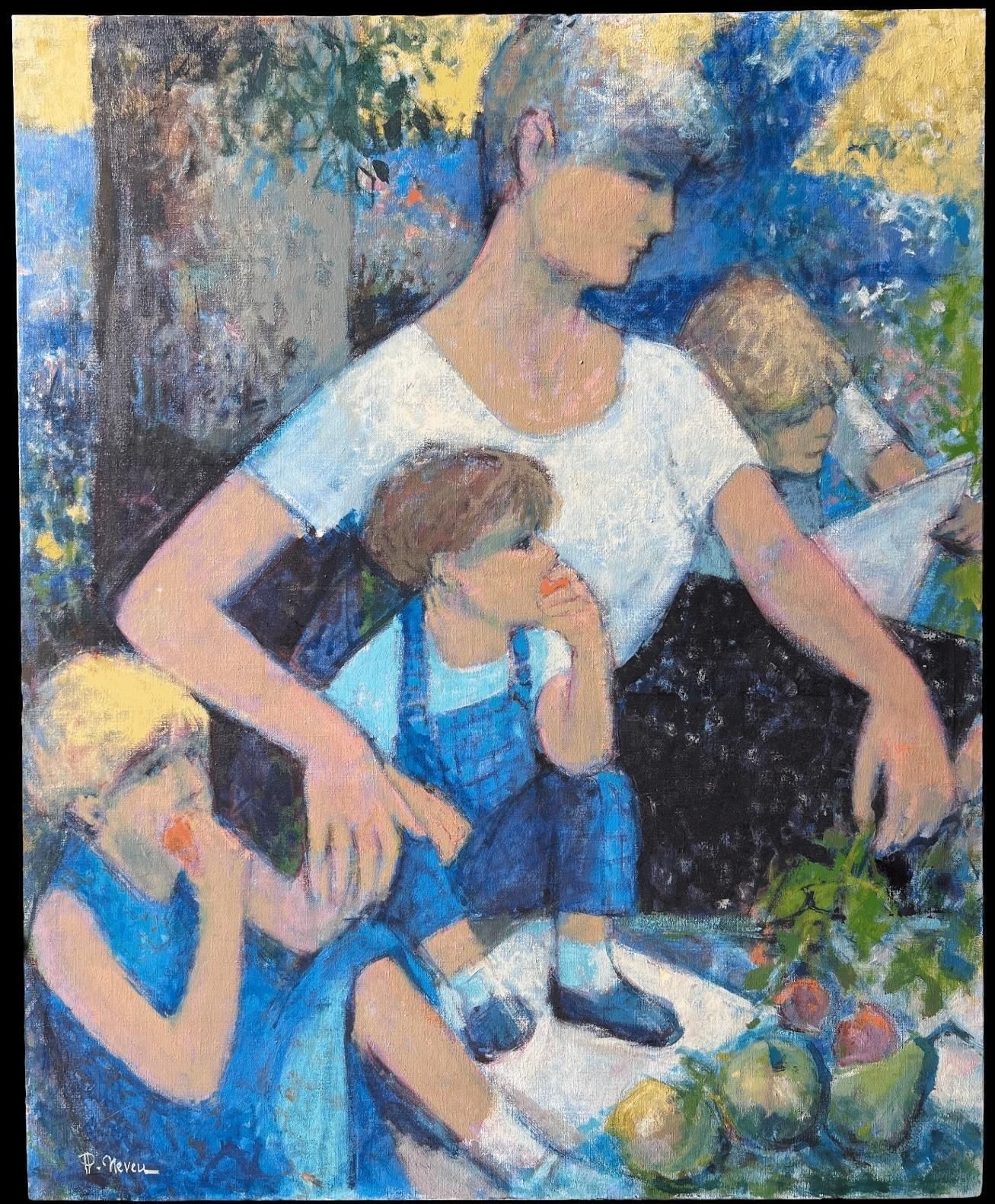 Pierre Neveufamily Picnic With Children Eating Fruit Beneath Sunlit Tree French Oil Painting photo furniture