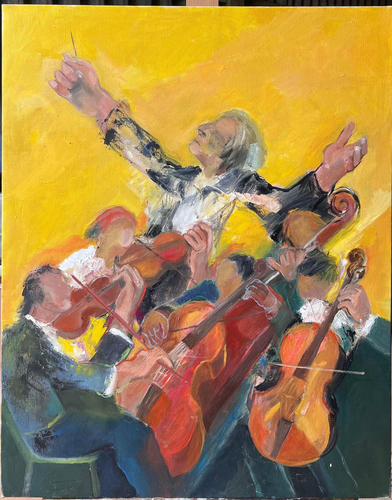 Pierre Neveuorchestra With Conductor Leading Musicians At A Bright Halle French Oil Painting photo furniture