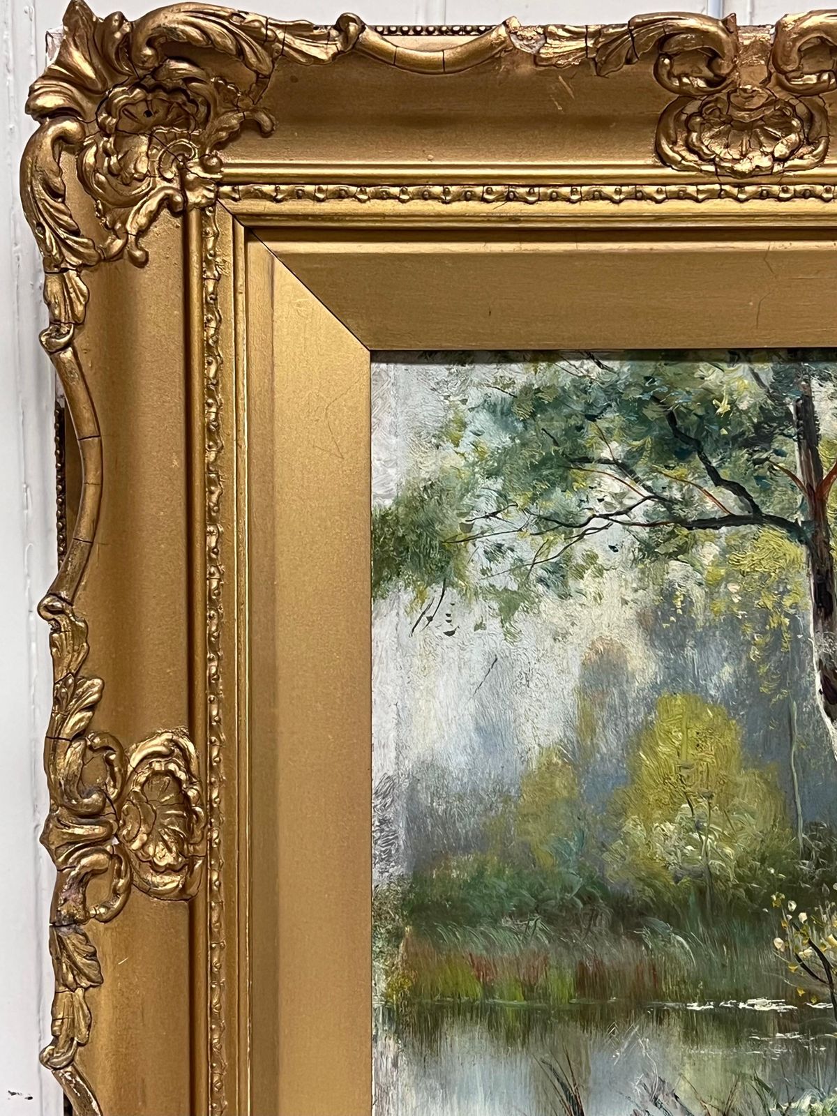 Daniel Sherrinvictorian English Oil Painting Woodland River Glade Landscape In Gilt Frame photo buy