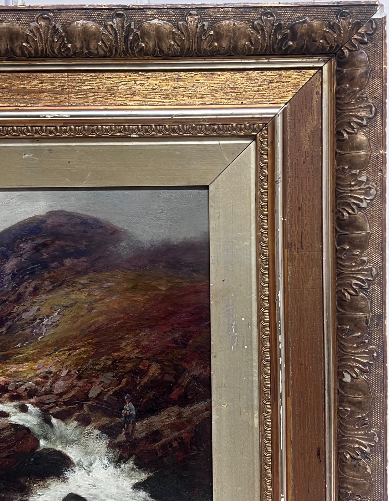 William Lakin Turnerantique Scottish Highlands River Misty Landscape Signed Oil Anglers By River photo 1320.0