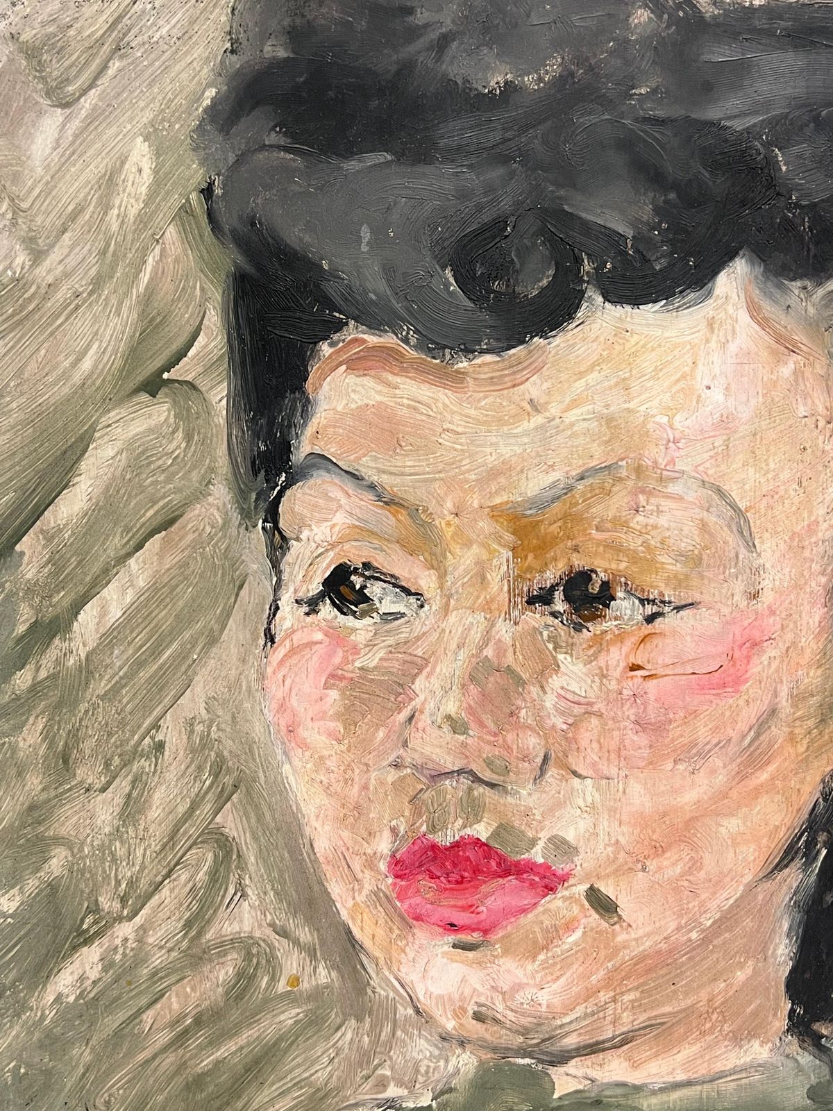 Suzanne Dinkesfrench Mid Century Painting Signed Oil Painting Portrait Of A Woman1950's photo Art