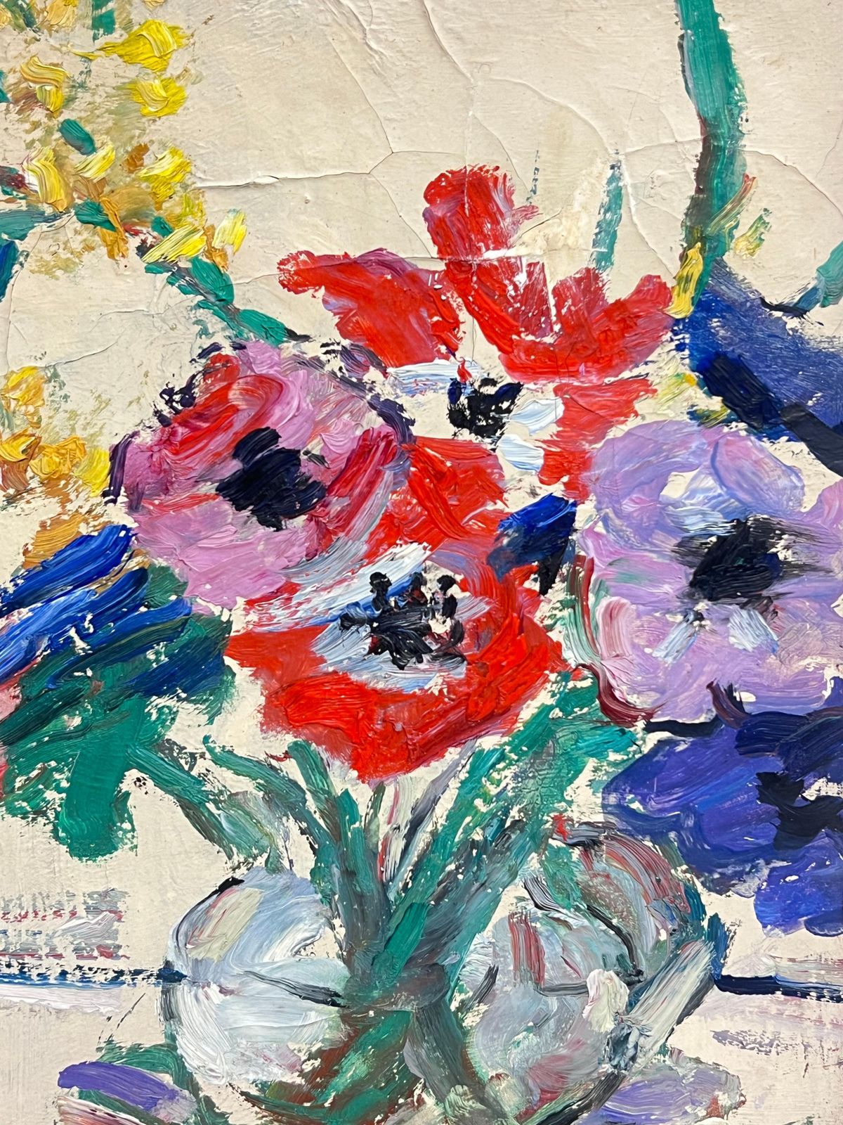 Suzanne Dinkesfrench Mid Century 1950's Oil Painting Flowers In Glass Vase1950's photo for sale