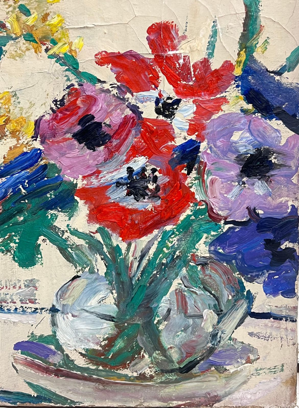 Suzanne Dinkesfrench Mid Century 1950's Oil Painting Flowers In Glass Vase1950's photo 505.0