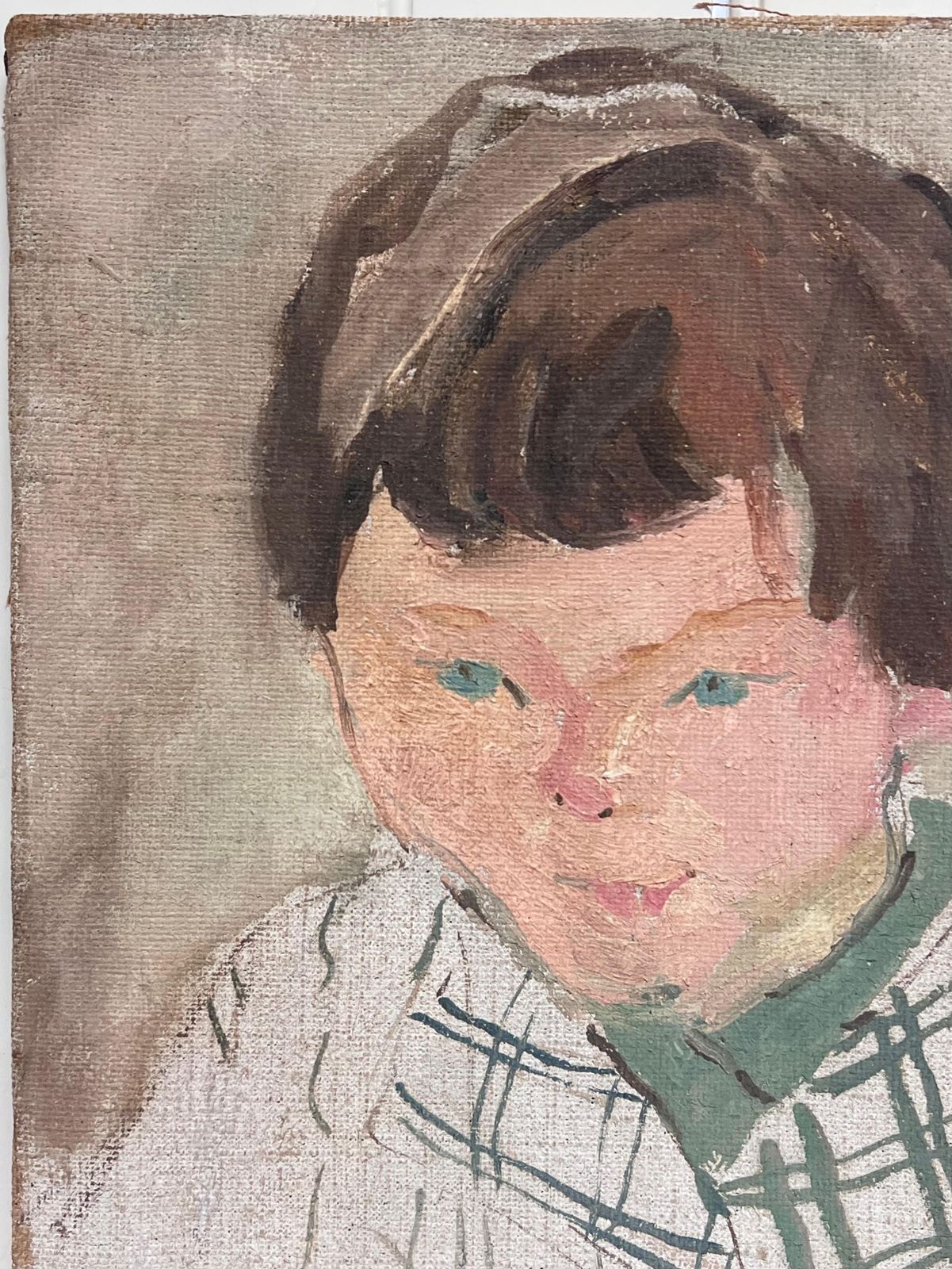 Suzanne Dinkesfrench Mid Century Oil Painting 1950's Portrait Of Child1950's photo Art