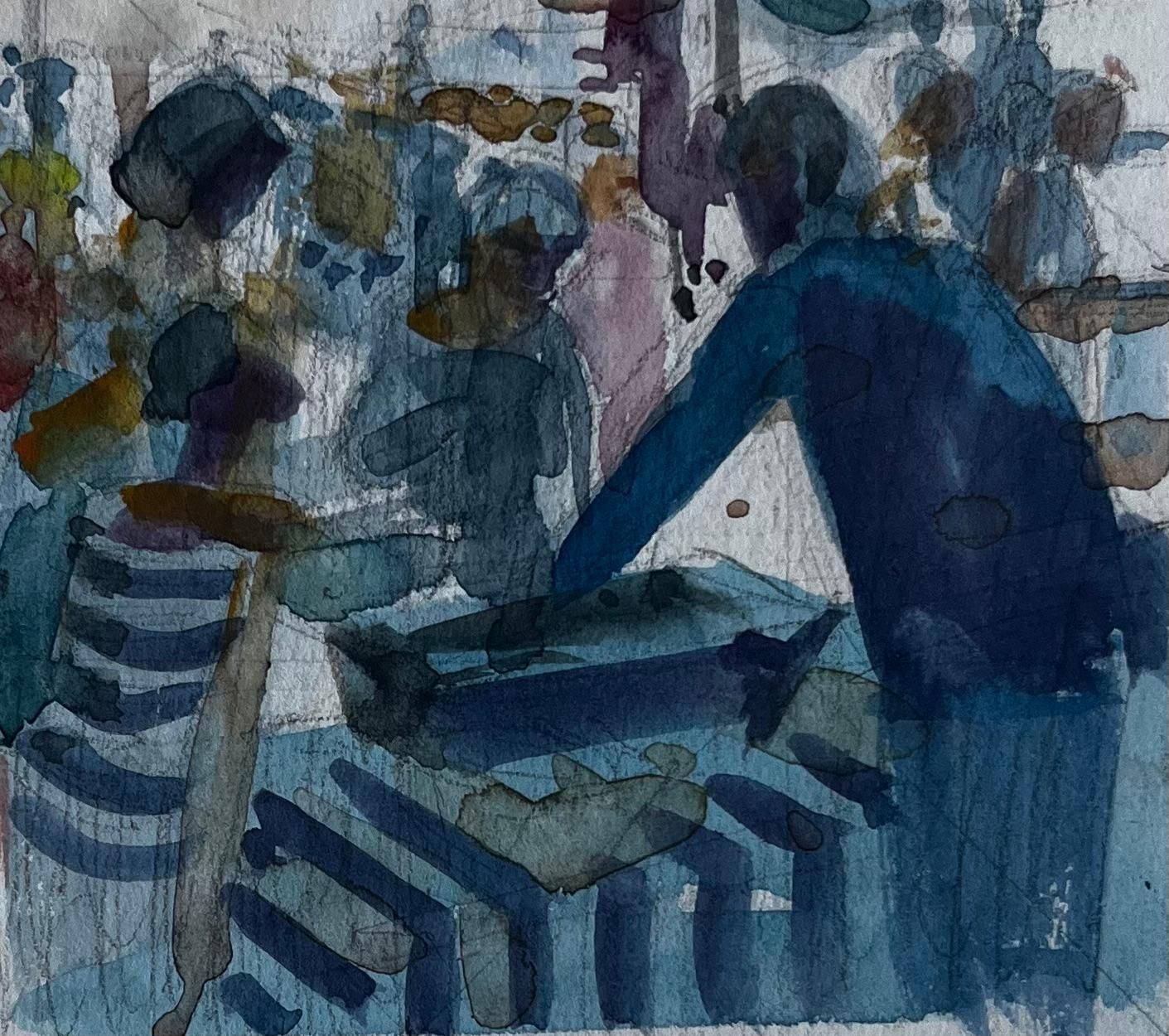 Pierre Neveufrench Market Watercolour Study With Blue Awning By Pierre Neveu photo 524.0