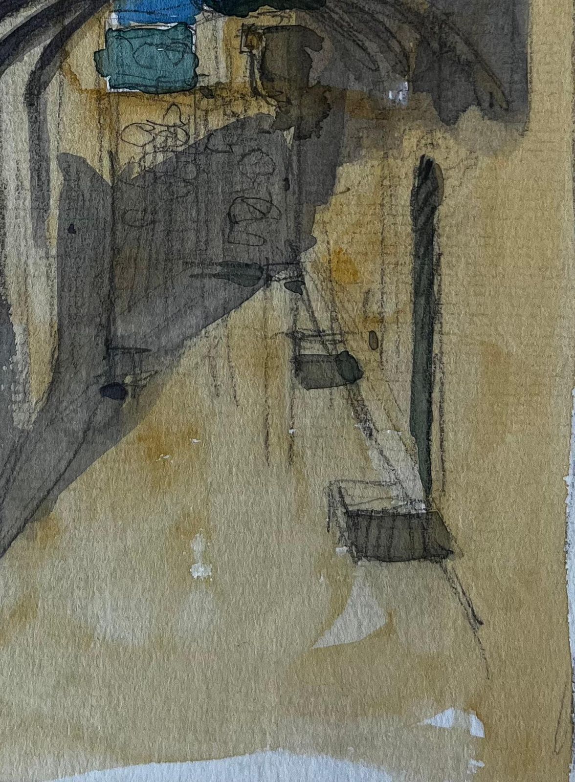 Pierre Neveusunlit Archway And Narrow Street Southern France Watercolour By Pierre Neveu photo vinterior