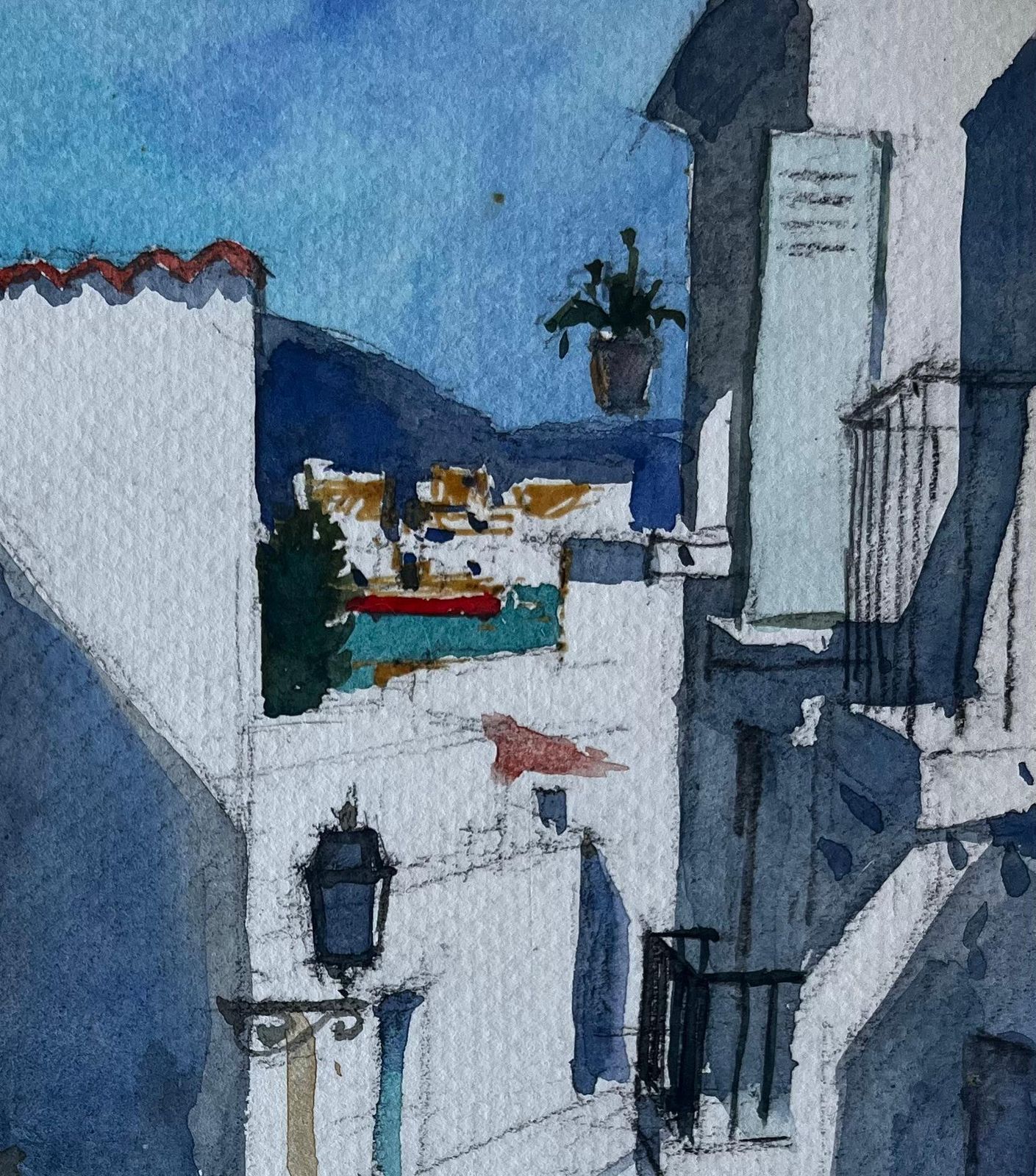 Pierre Neveusunlit Street With Figure French Modernist Watercolour By Pierre Neveu photo furniture