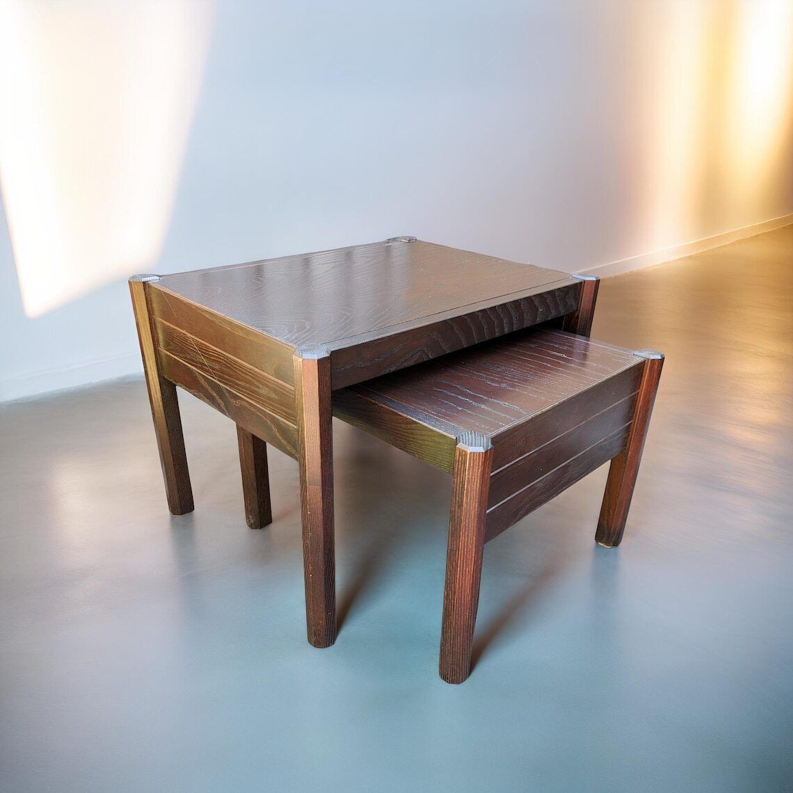 Dutch Design Nesting Tables In Teak And Veneer  Mid Century Modern Side Tables