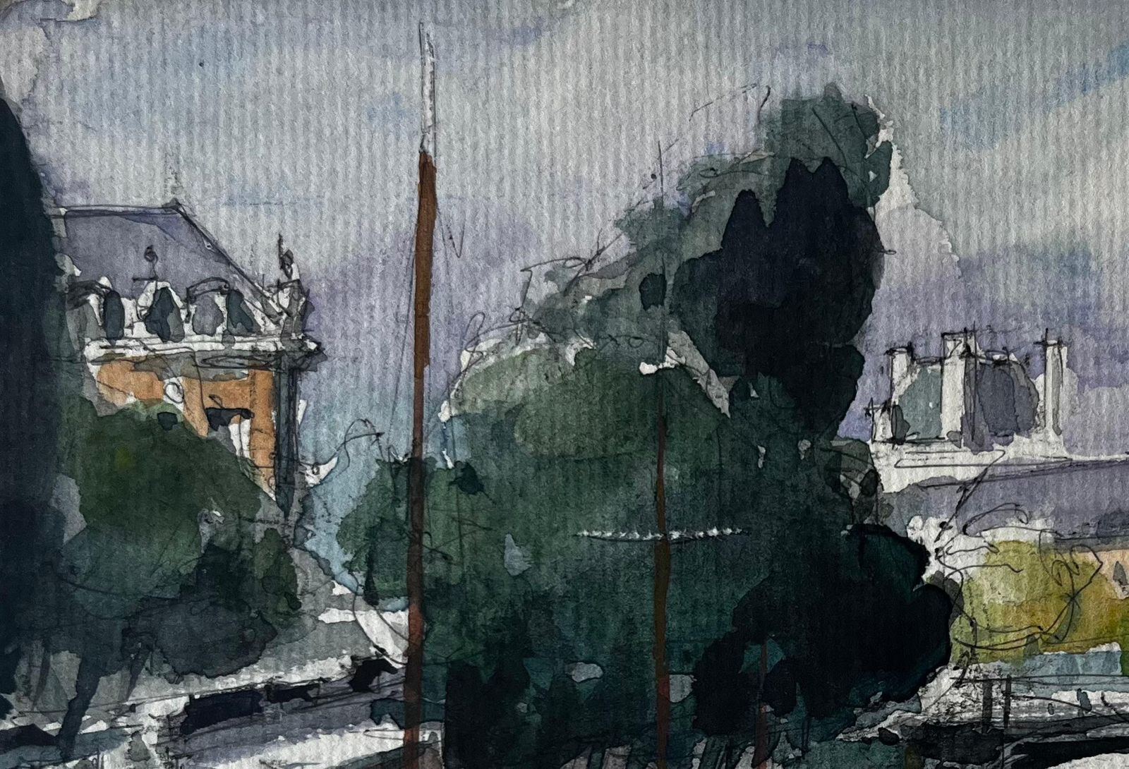 Pierre Neveuparis River Seine Bridge And Boats French Watercolour Cityscape By Pierre Neveu photo Art