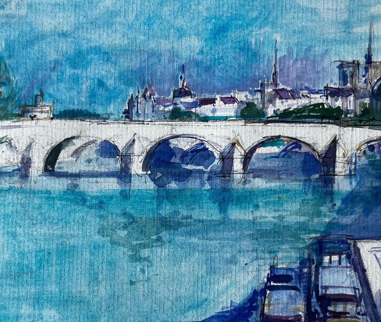 Pierre Neveupont Neuf Paris River Seine Bridge French Watercolour Cityscape By Pierre Neveu photo buy