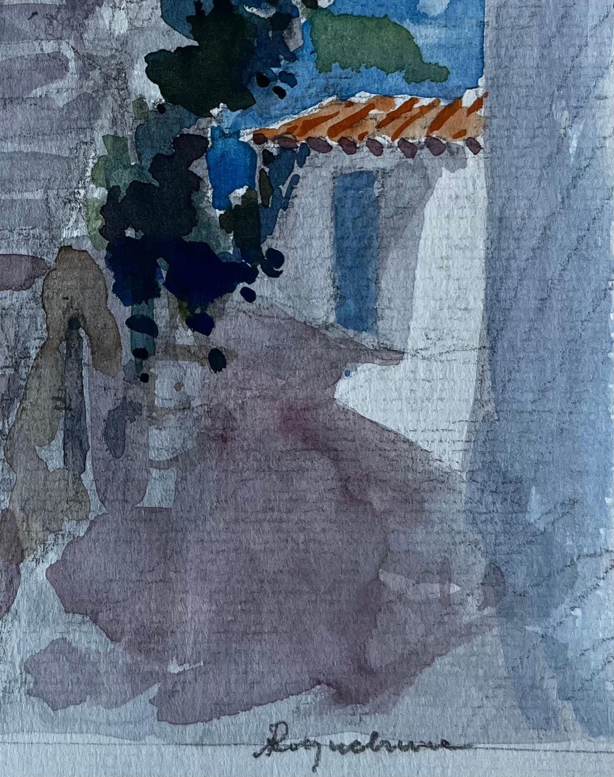 Pierre Neveuroquebrune Cap Martin Village Stairway French Riviera Watercolour photo Art