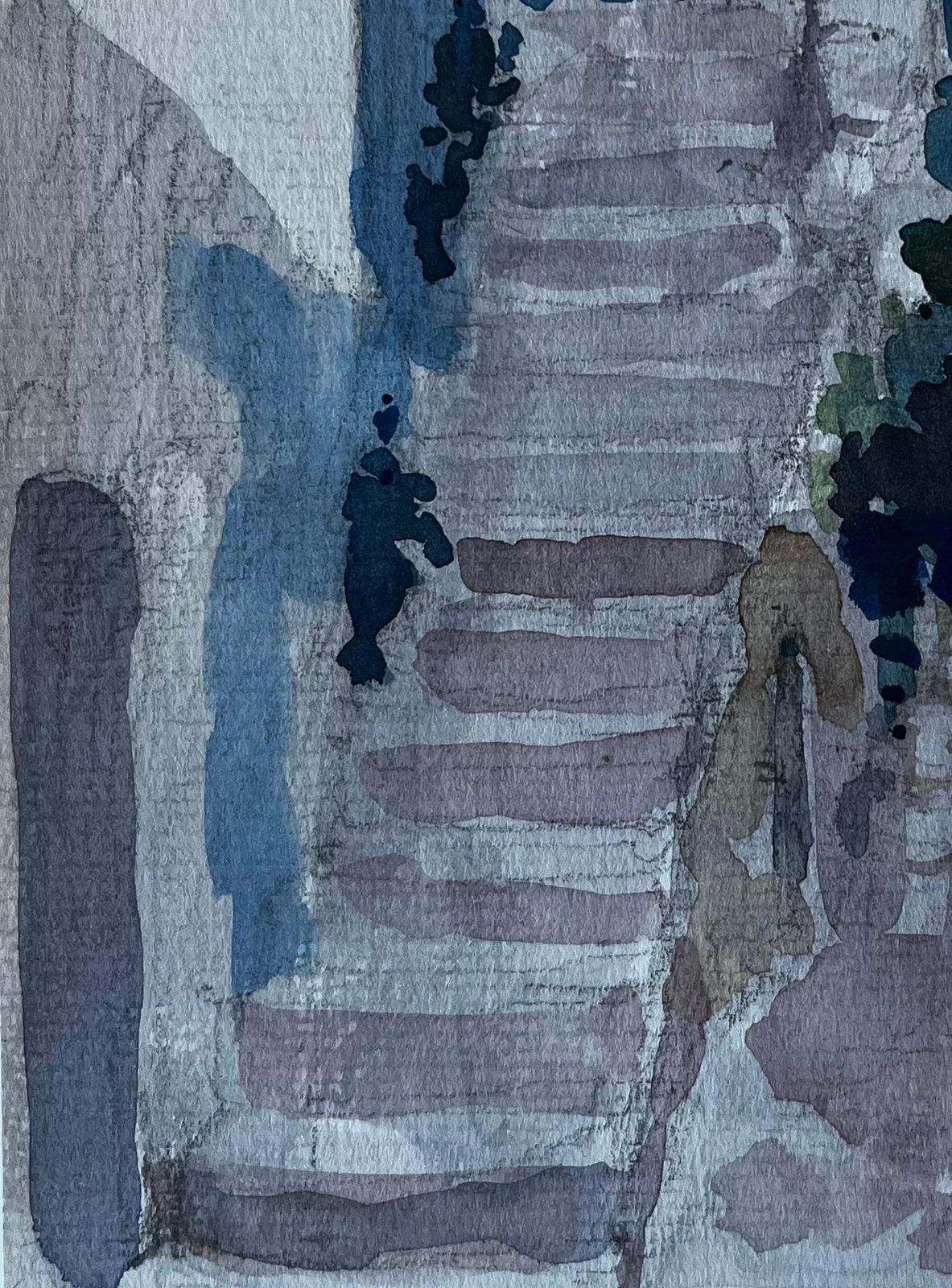 Pierre Neveuroquebrune Cap Martin Village Stairway French Riviera Watercolour photo vinterior