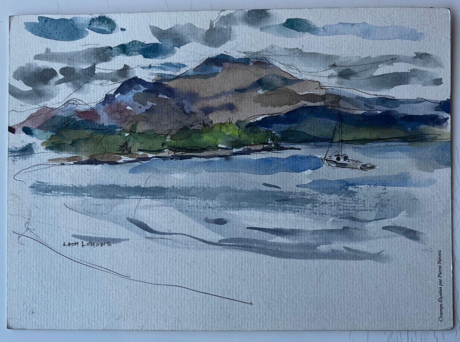 Pierre Neveuloch Lomond Scottish Highlands Landscape Watercolour By Pierre Neveu photo furniture