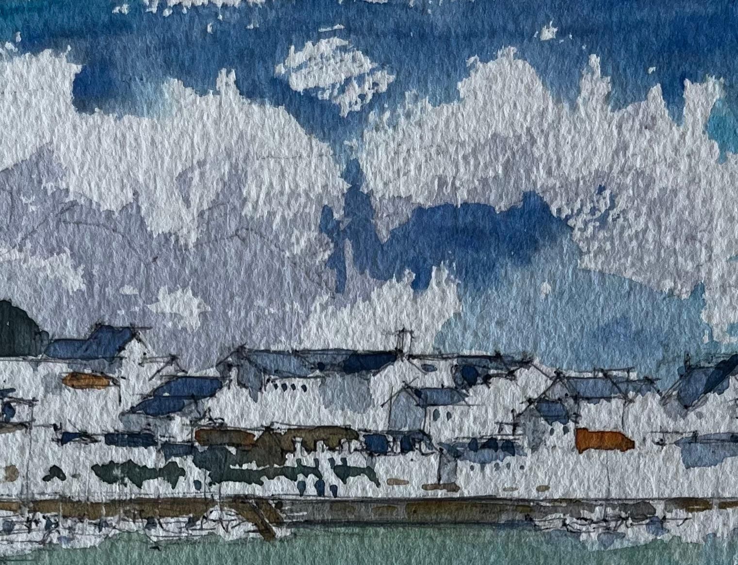 Pierre Neveufrench Brittany Harbour View Coastal Watercolour Seascape By Pierre Neveu photo Art