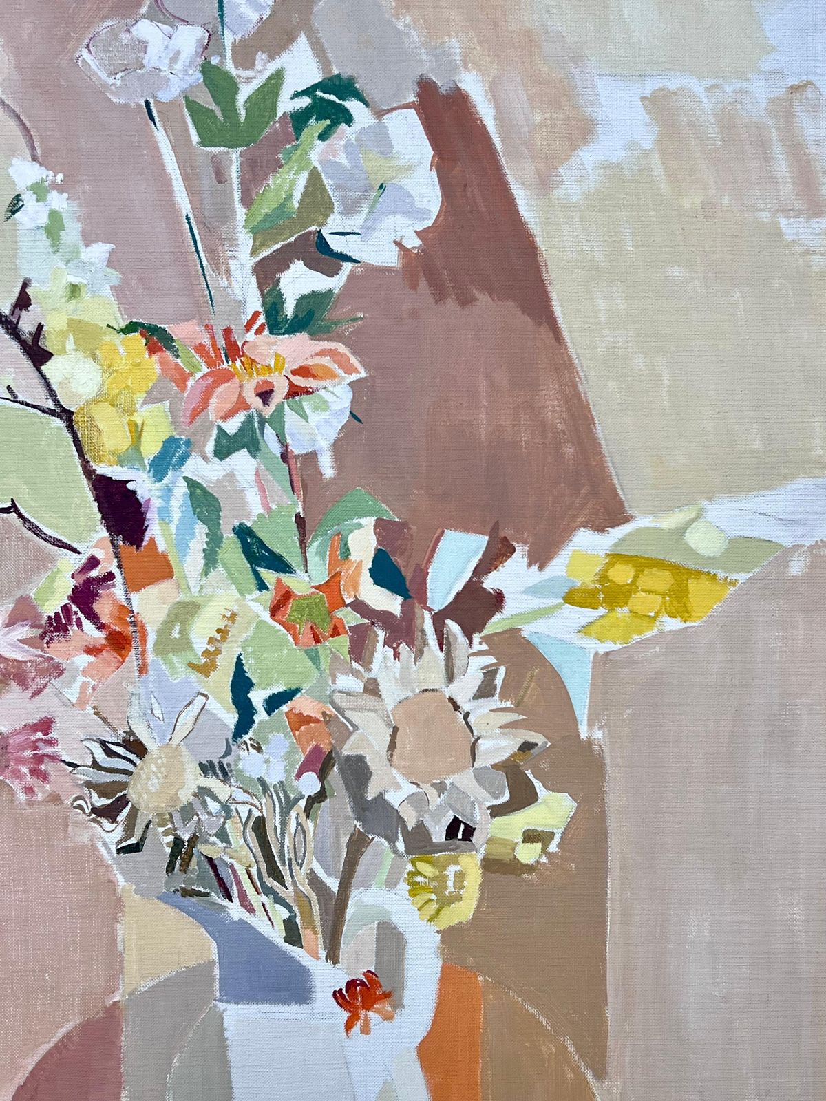 Laure Noetzin Azam (French 1929 2024)fine 20th Century French Post Cubist Oil Painting Still Life Of Flowers Interior photo Art