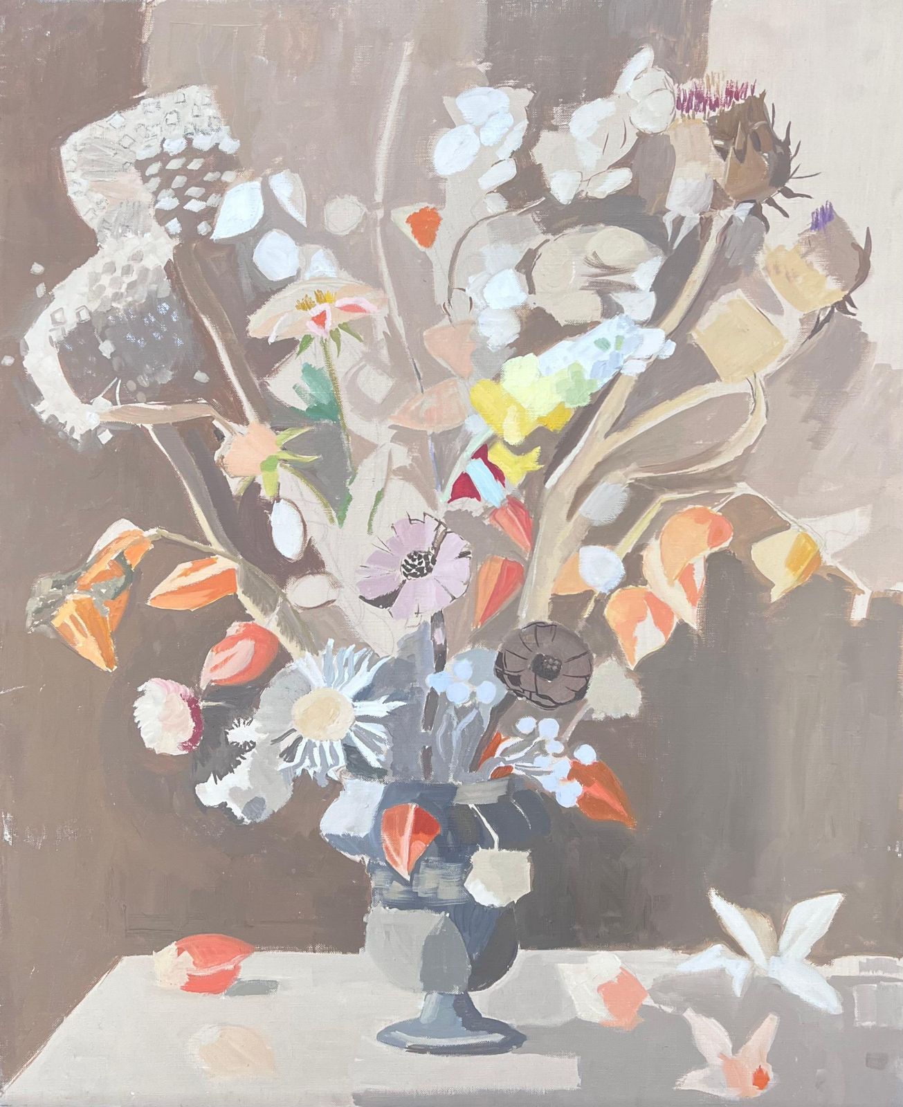 Laure Noetzin Azam (French 1929 2024)fine 20th Century French Post Cubist Oil Painting Still Life Flowers
