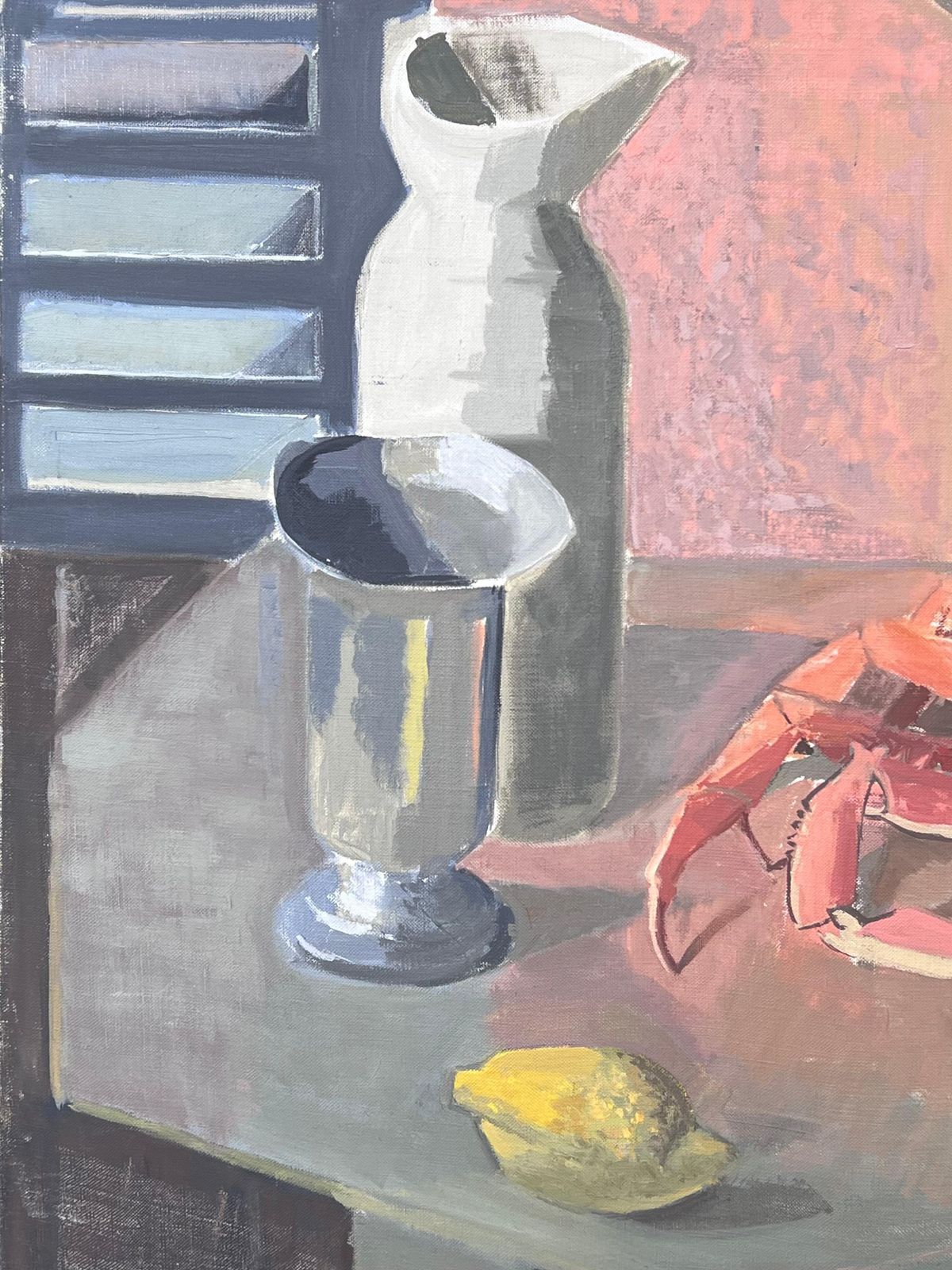 Laure Noetzin Azam (French 1929 2024)fine 20th Century French Post Cubist Oil Painting The Crab & Lemon Still Life photo Art