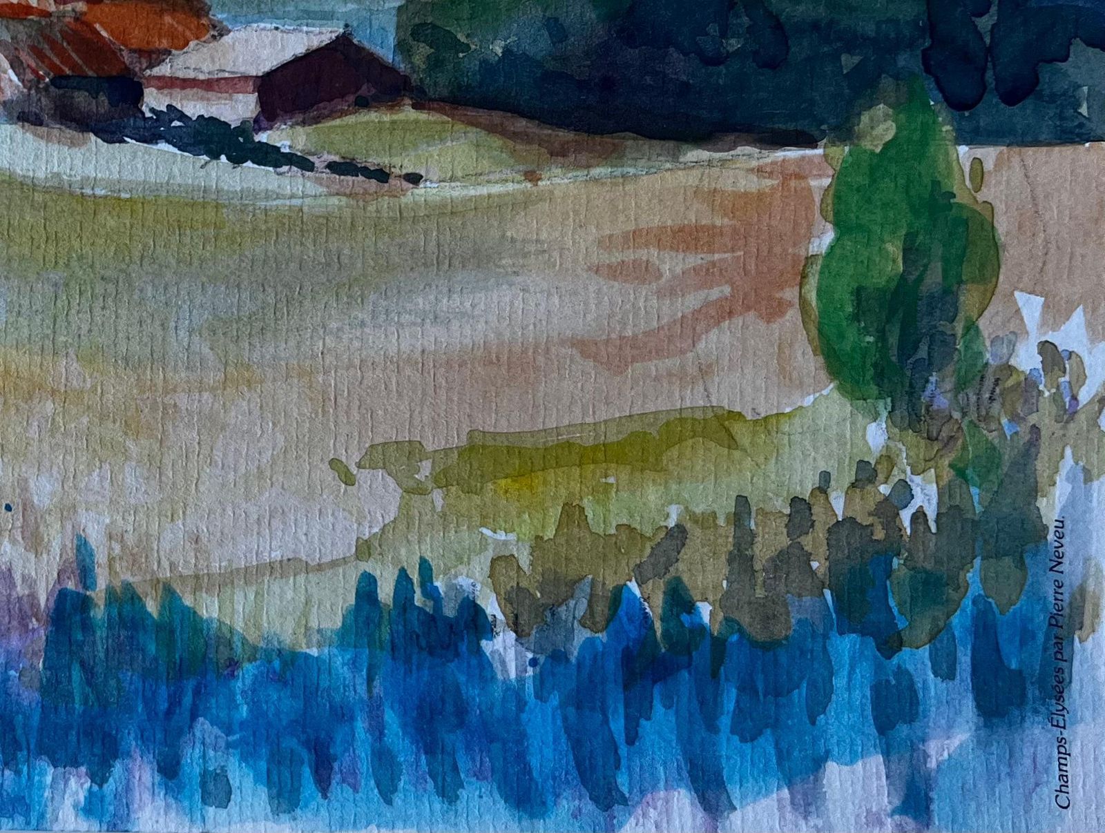 Pierre Neveufrench Rural Landscape With Farmhouses Mid Century Watercolour By Pierre Neveu photo Art