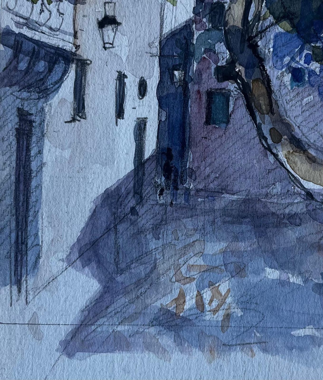 Pierre Neveufrench Village Street With Tree Shadows Mid Century Watercolour By Pierre Neveu photo buy
