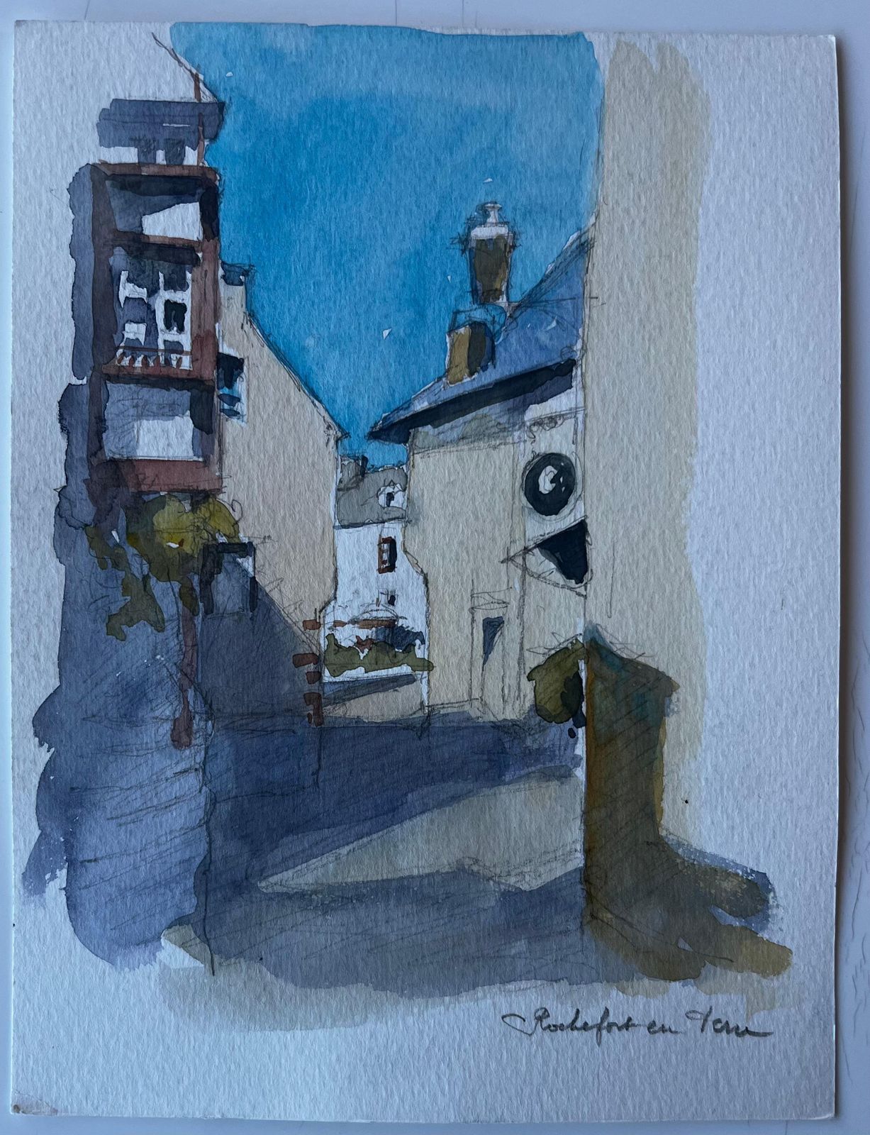 Pierre Neveurochefort En Terre Brittany Village Street Mid Century Watercolour By Neveu photo furniture