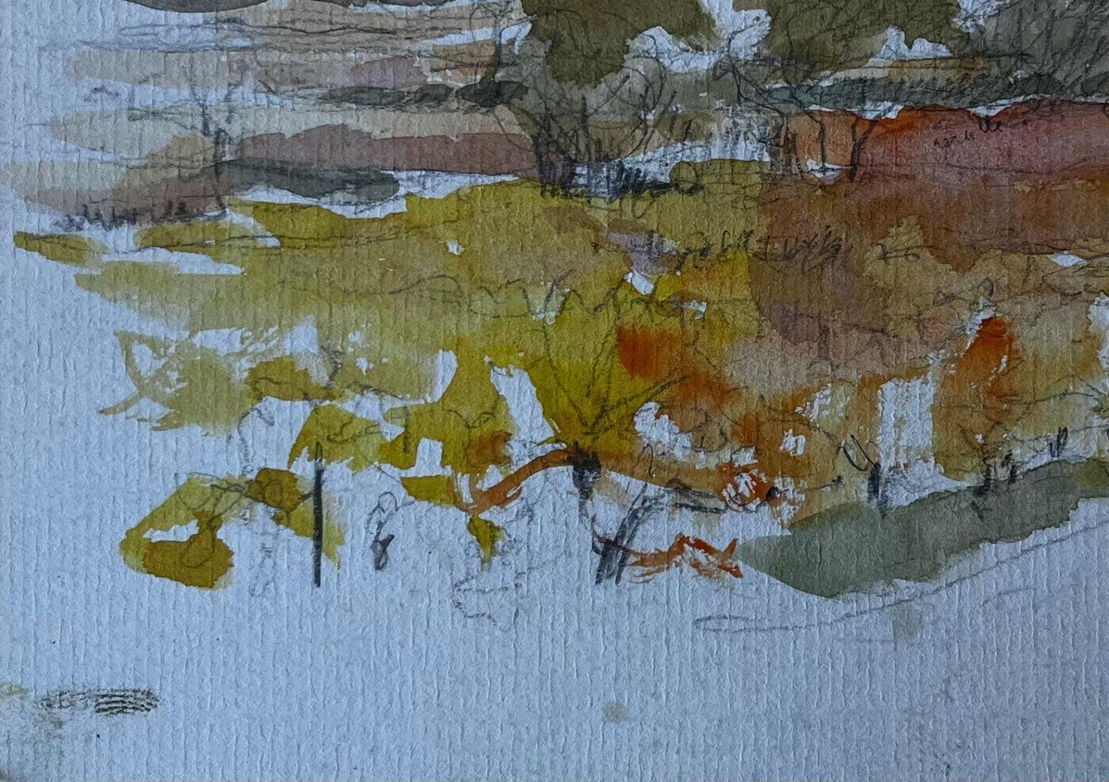 Pierre Neveufrench Countryside Landscape Mid Century Watercolour By Pierre Neveu photo vinterior