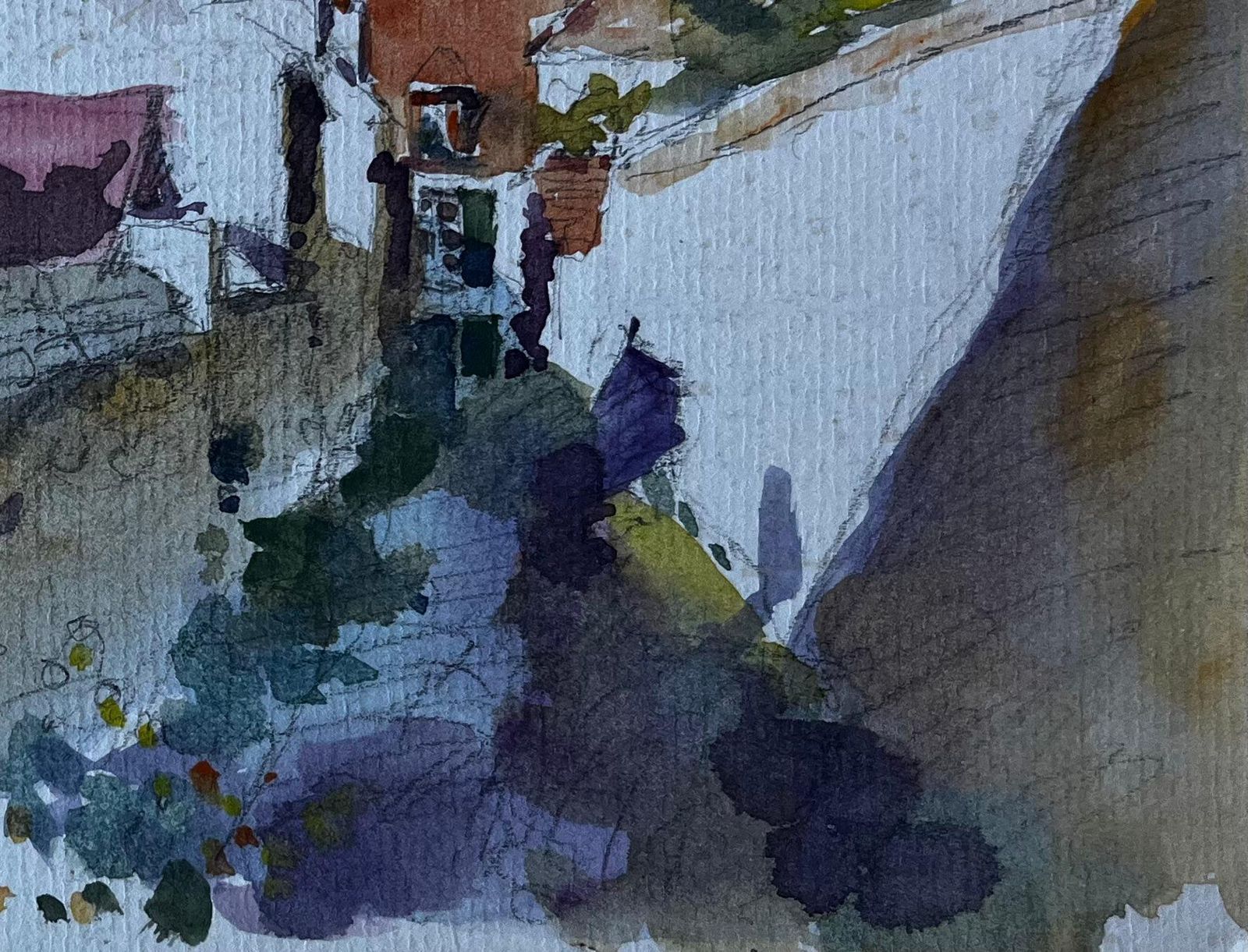 Pierre Neveufrench Village Street Scene Possibly Normandy Mid Century Watercolour photo Art
