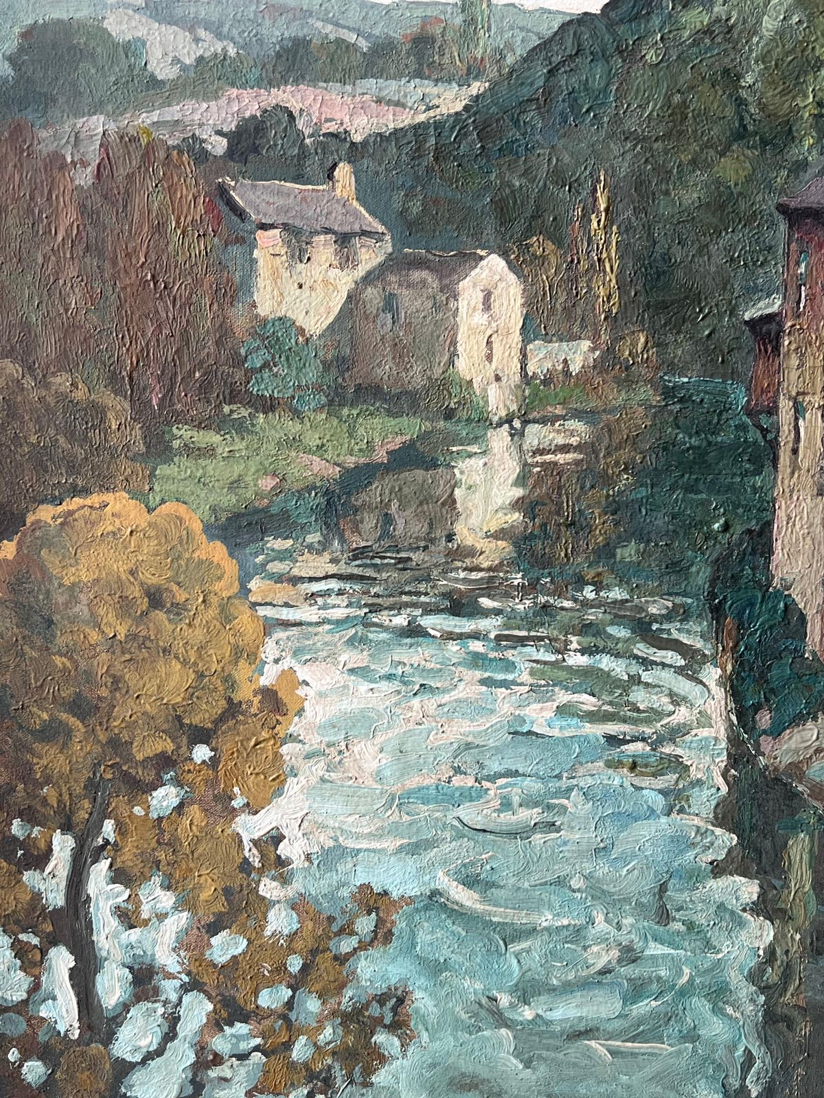 photo for sale Félix Raoul Eteve French, 1902 1967 Fine Quality 20th Century French Signed Oil Painting Sleepy Old Town On River