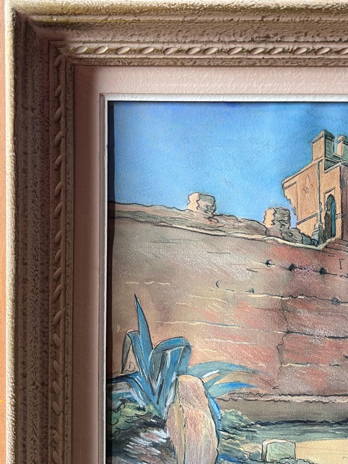 Antique Frenchantique French Orientalist Signed Painting North African City Gates & Figure photo buy