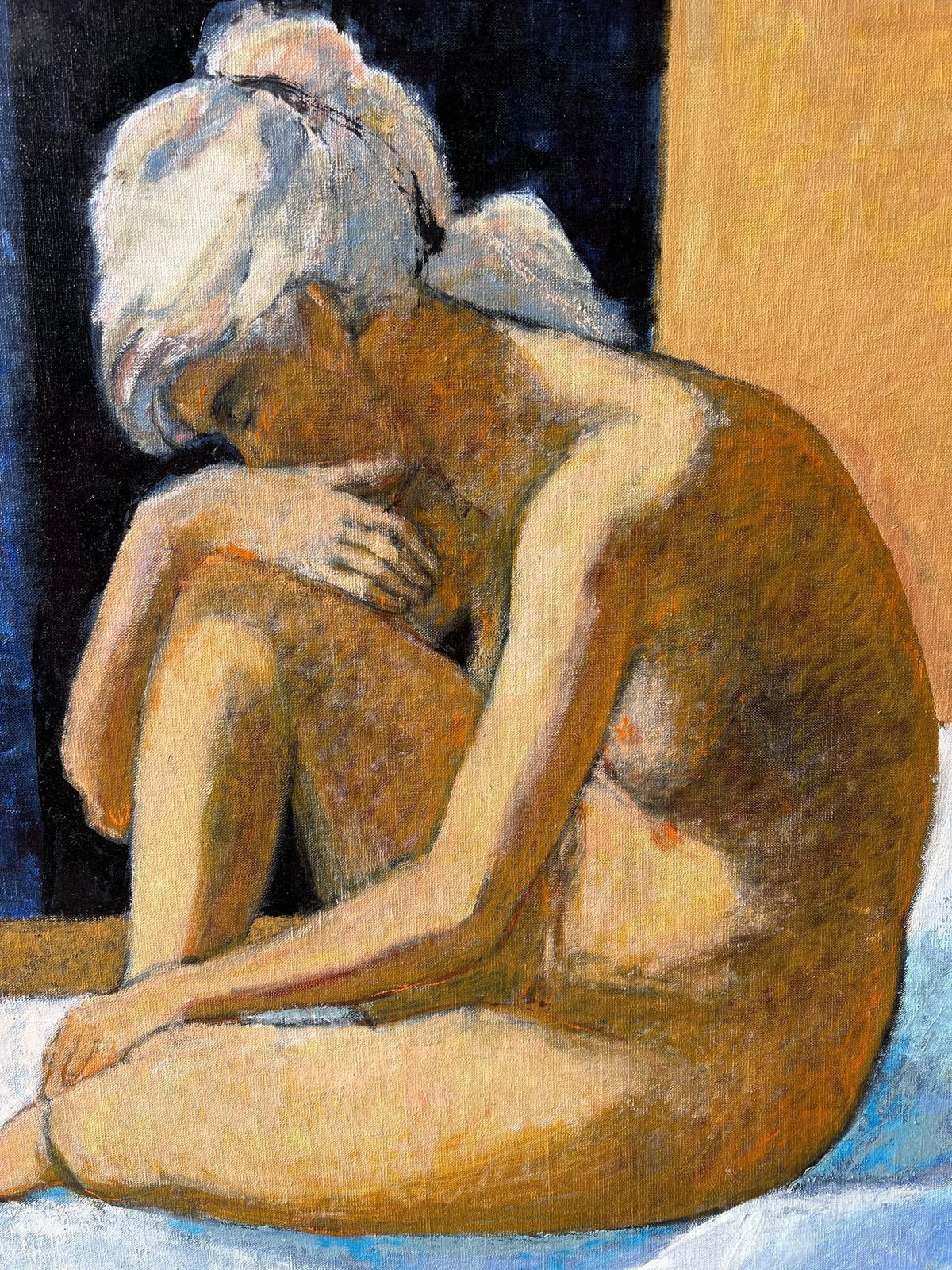 Pierre Neveularge Contemporary French Post Impressionist Oil Painting Nude Woman On Bed photo Art