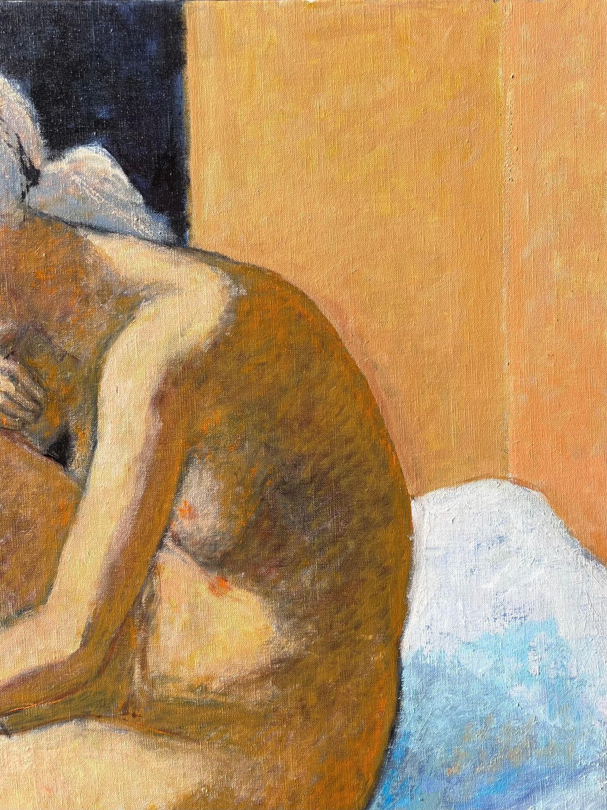 Pierre Neveularge Contemporary French Post Impressionist Oil Painting Nude Woman On Bed photo 1427.0