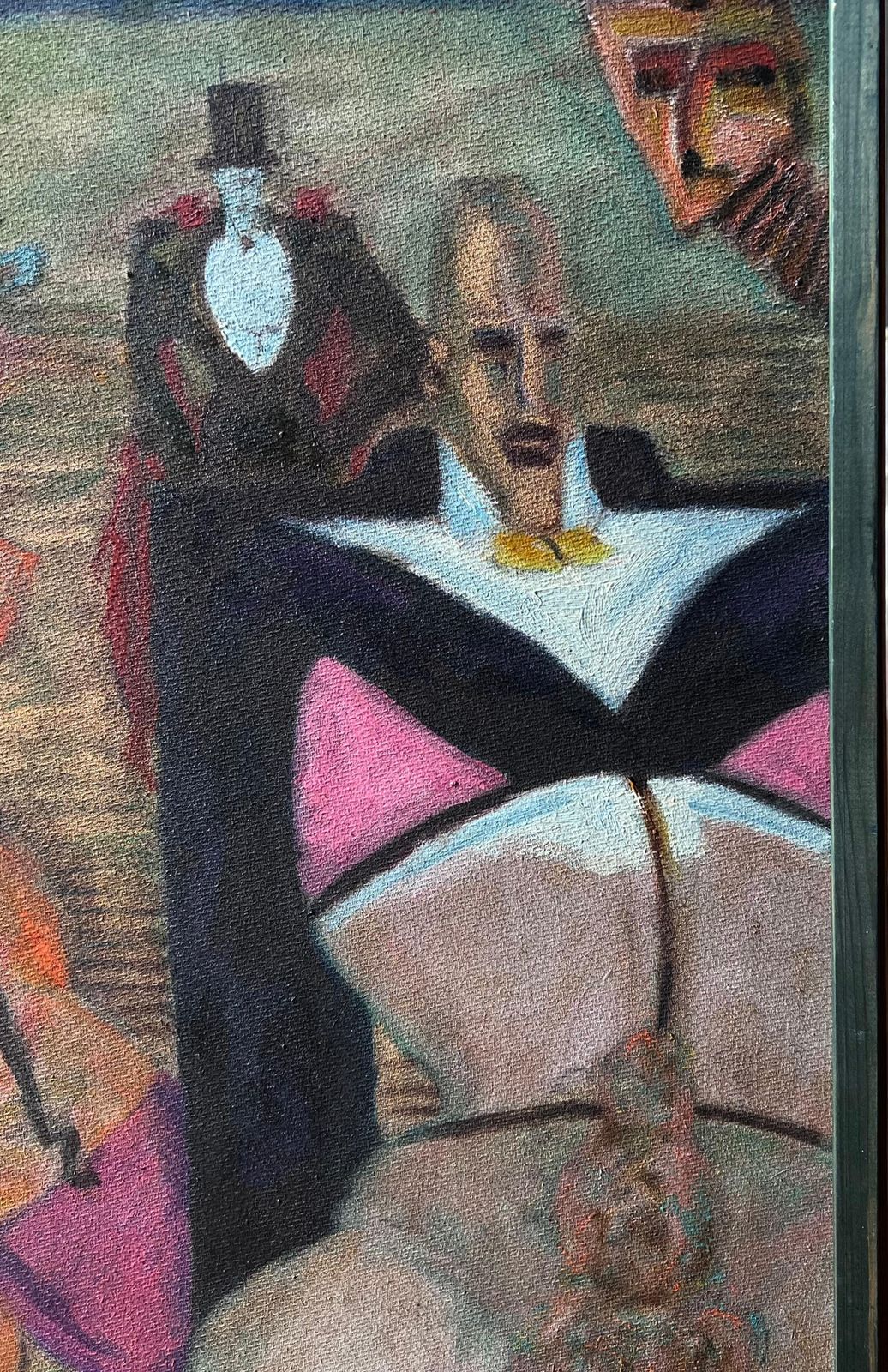 Mid Century French1950's French Surrealist Erotic Figurative Signed Oil Painting On Canvas photo vinterior