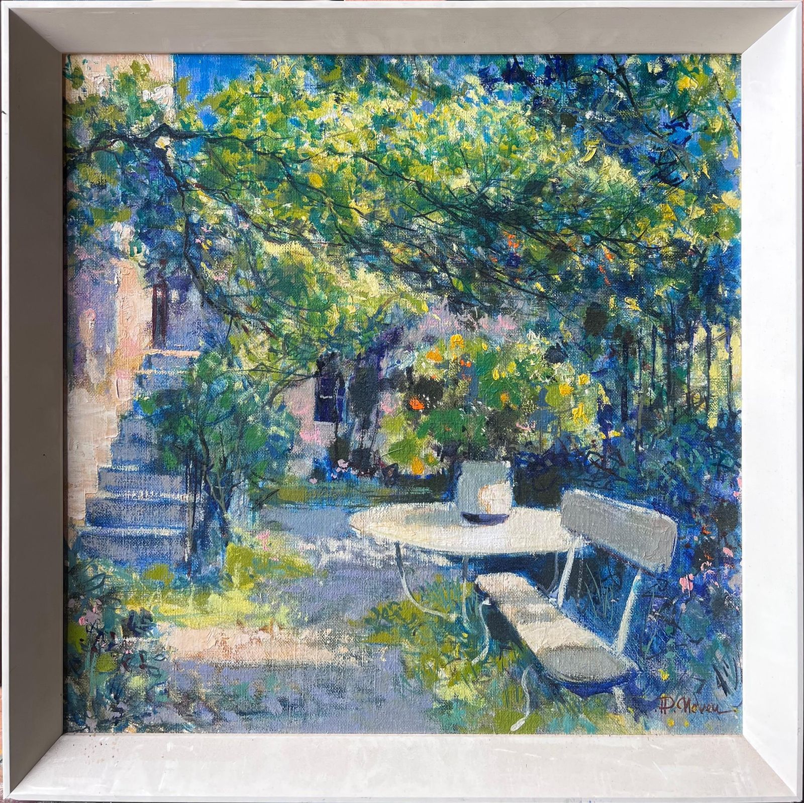 Pierre Neveule Jardin En Provence Old Stone Garden & House French Impressionist Oil Painting photo furniture