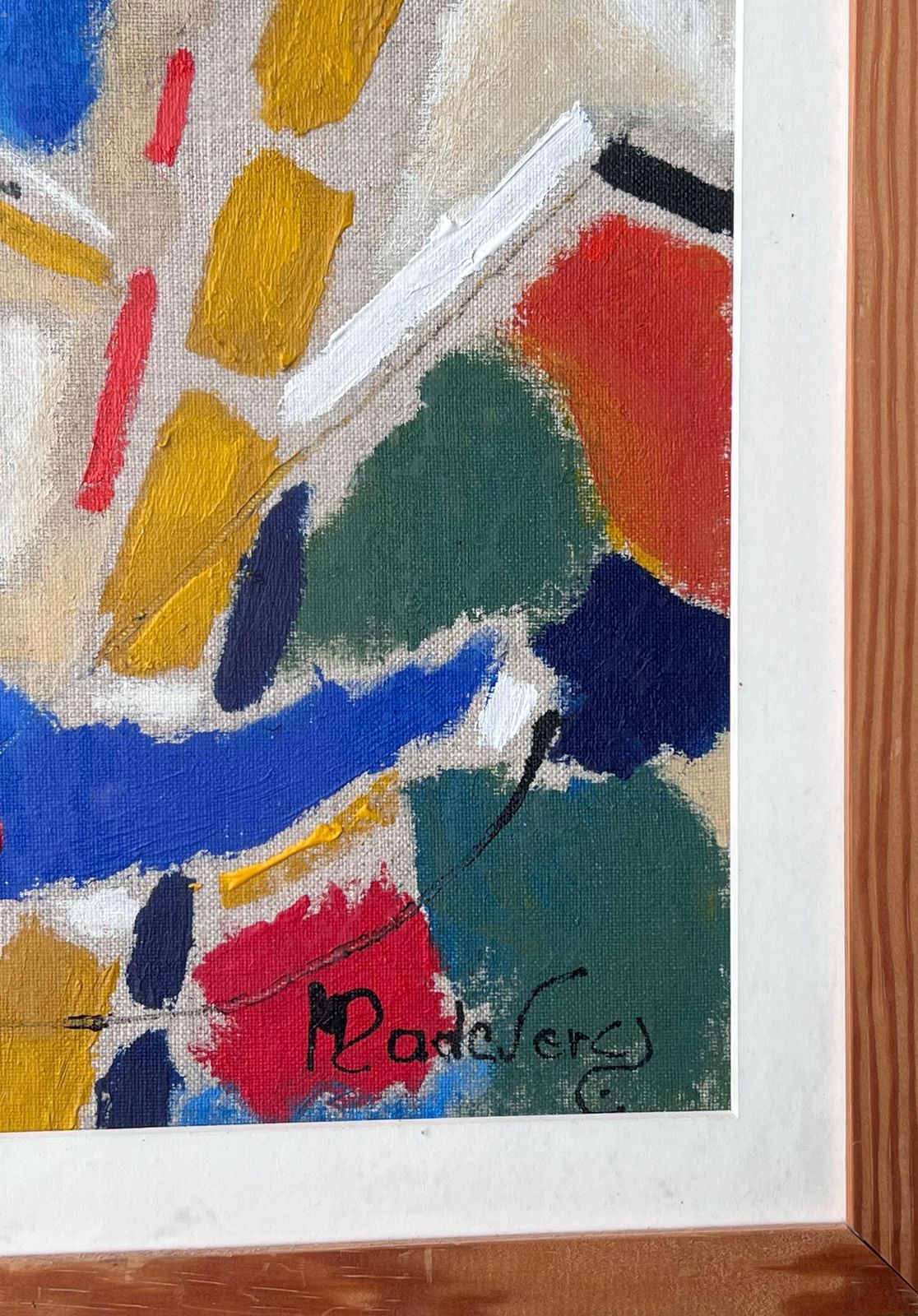 French Modernistmodern French Cubist Abstract Colourful Signed Oil Painting In Frame photo for sale