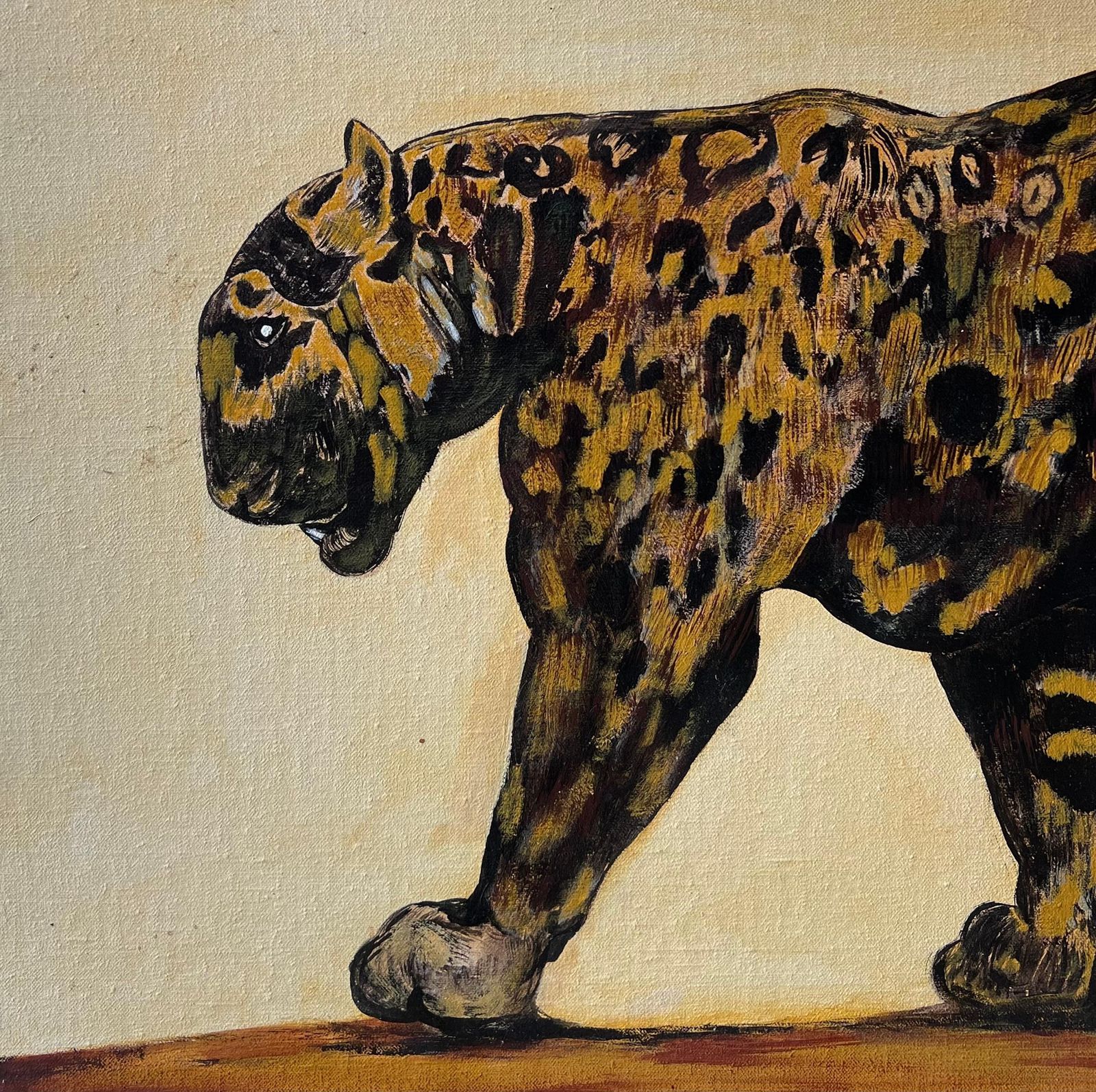 Tessierthe Jaguar Cat Contemporary French Signed Oil Painting photo Art