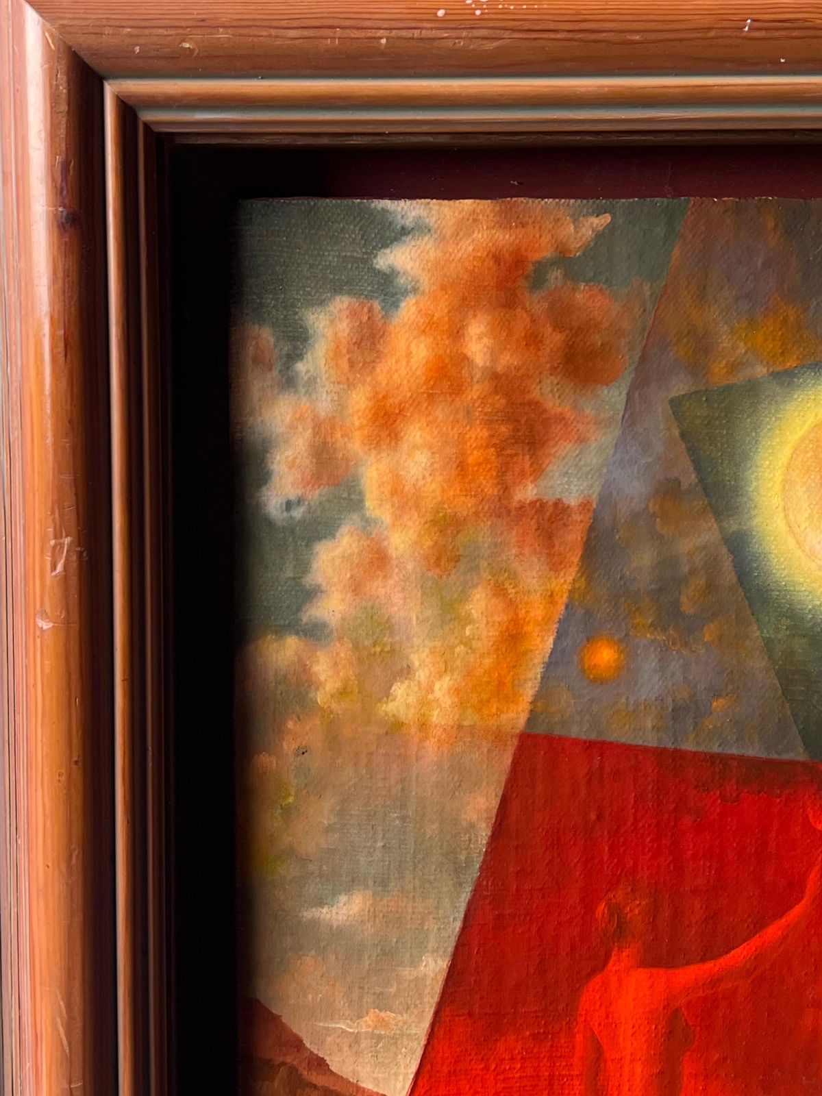 Frenchfrench Modernist Surrealist Signed Oil Painting Semi Nude Muscular Male Athelete photo vinterior