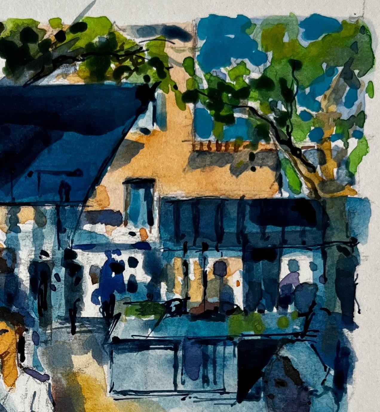 Pierre Neveufrench Market Scene With Figures By Pierre Neveu Mediterranean Watercolour photo vinterior