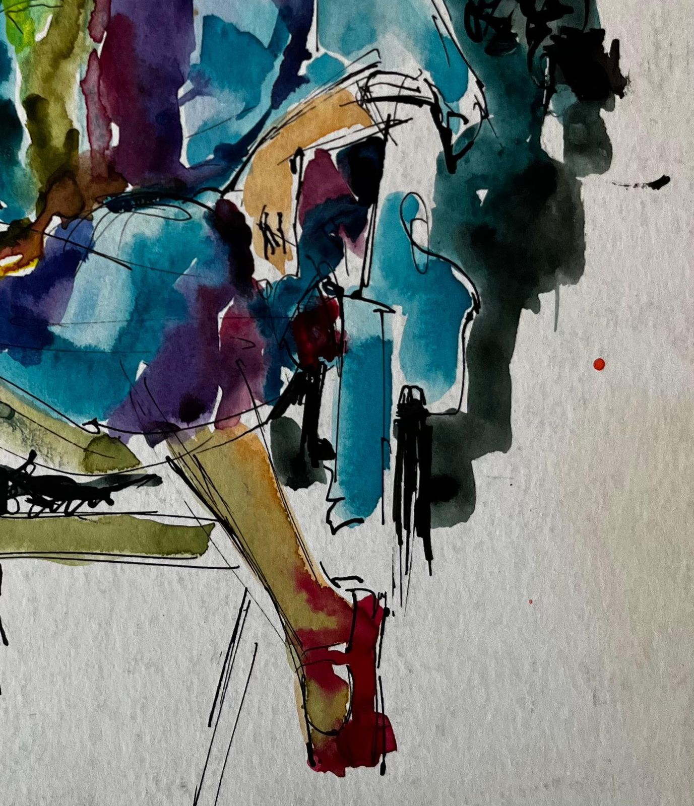 Pierre Neveuseated Woman In Colourful Dress By Pierre Neveu French Figurative Study photo 566.0