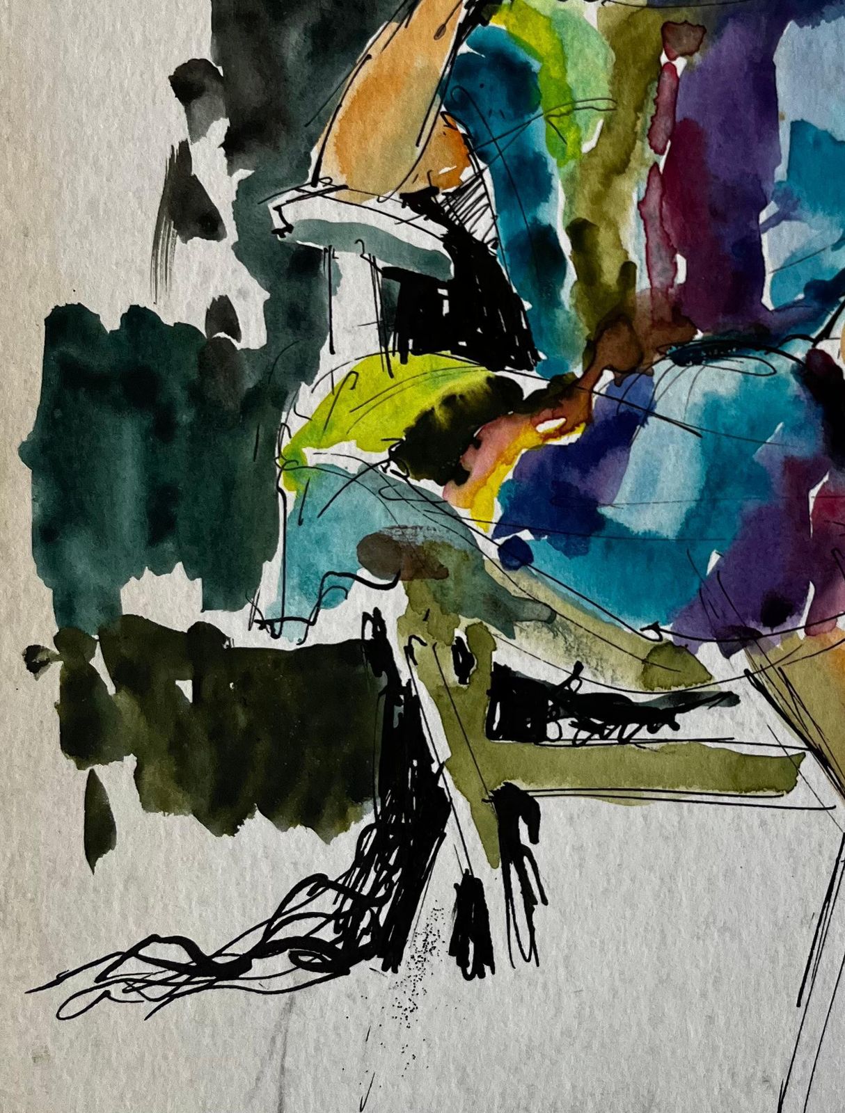 Pierre Neveuseated Woman In Colourful Dress By Pierre Neveu French Figurative Study photo vinterior