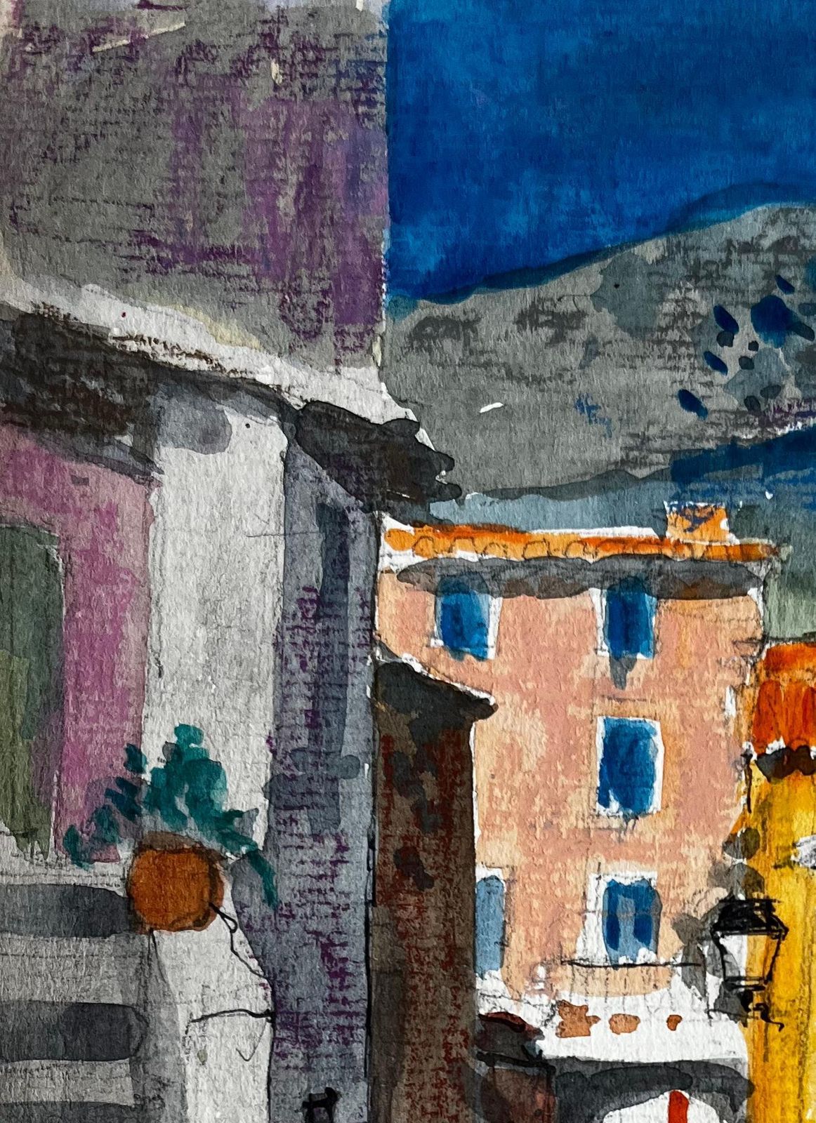Pierre Neveusunlit Street In Gordes With Terracotta Roofs And Distant Hills Watercolour photo Art