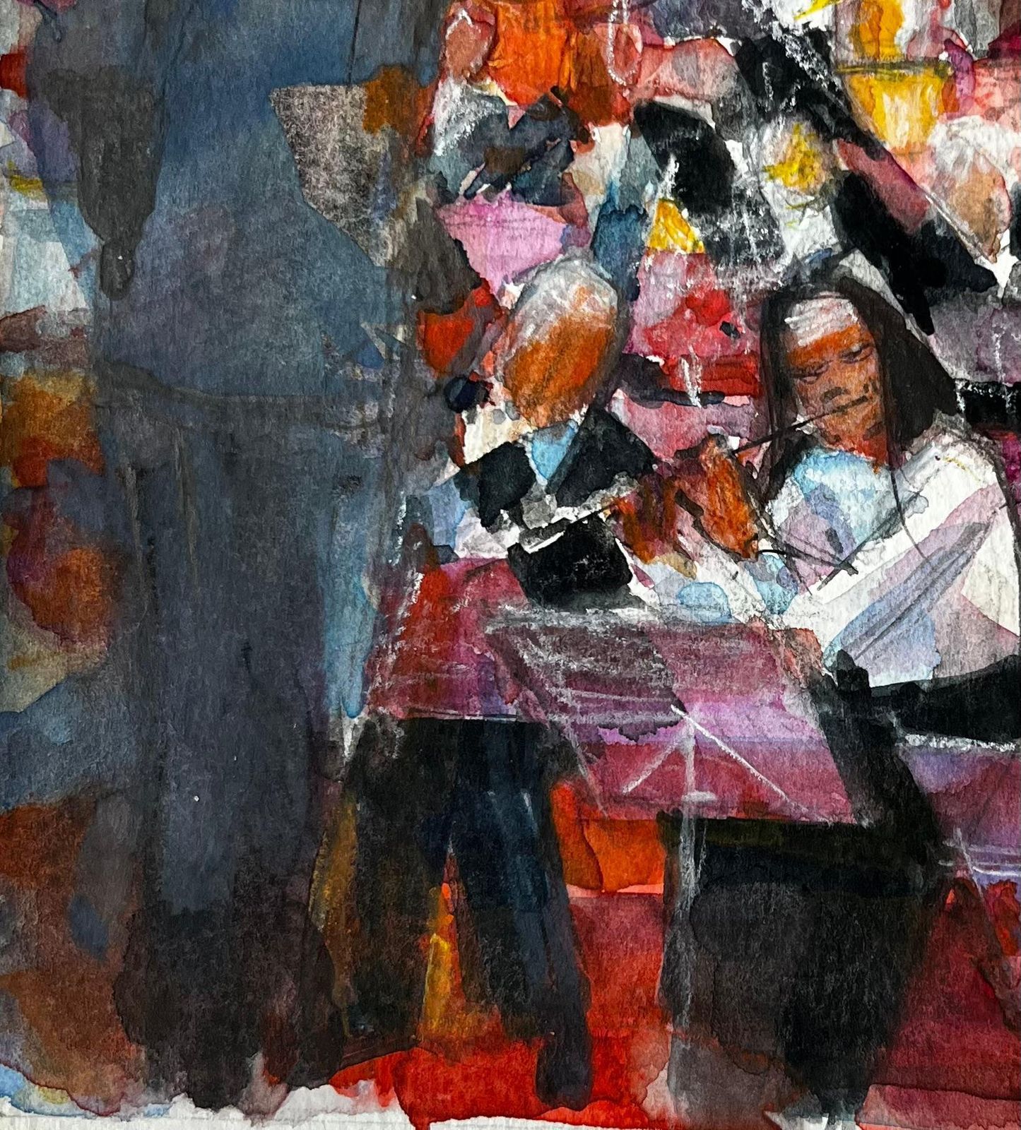 Pierre Neveuvibrant Orchestra Performance Scene By Pierre Neveu French Watercolour Painting photo vinterior