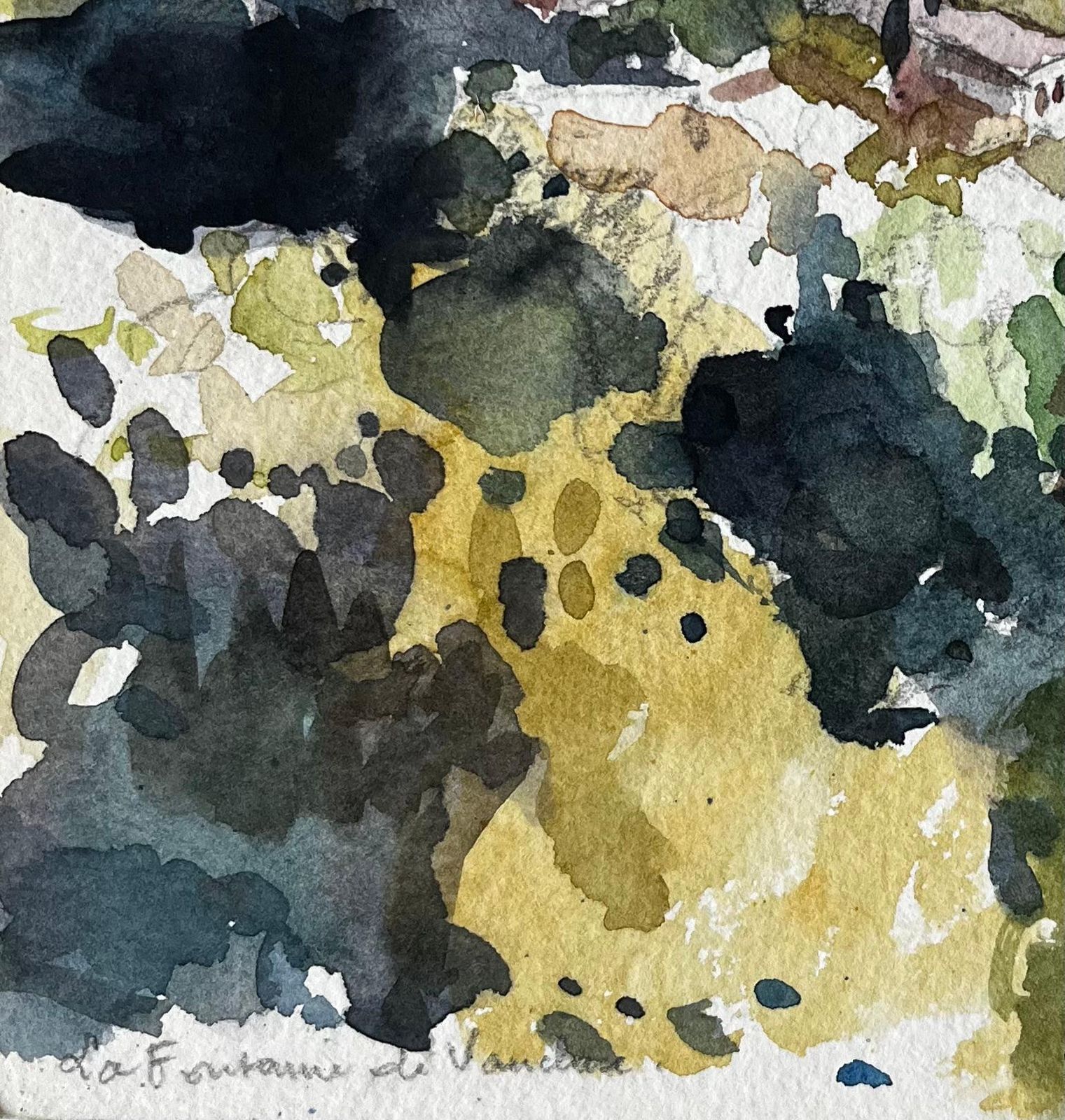Pierre Neveula Fontaine De Vaucluse Hillside Village French Landscape Watercolour Painting photo vinterior
