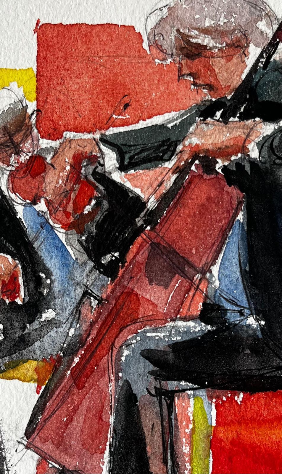 Pierre Neveucello And Violin Duet Musicians Performing Watercolour Painting photo buy