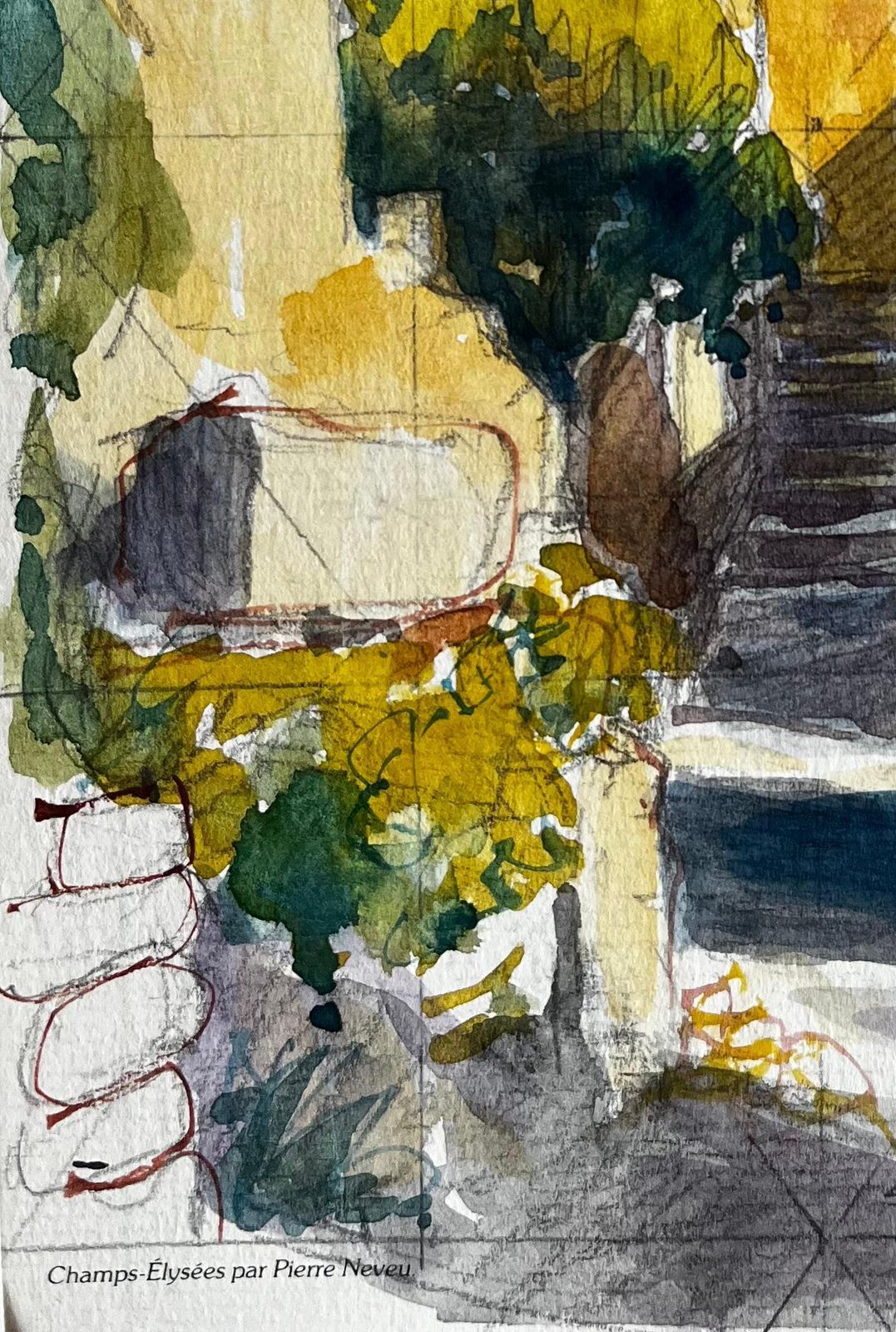Pierre Neveusaint Marthe De Castillon Village Street With Bell Tower French Watercolour photo vinterior