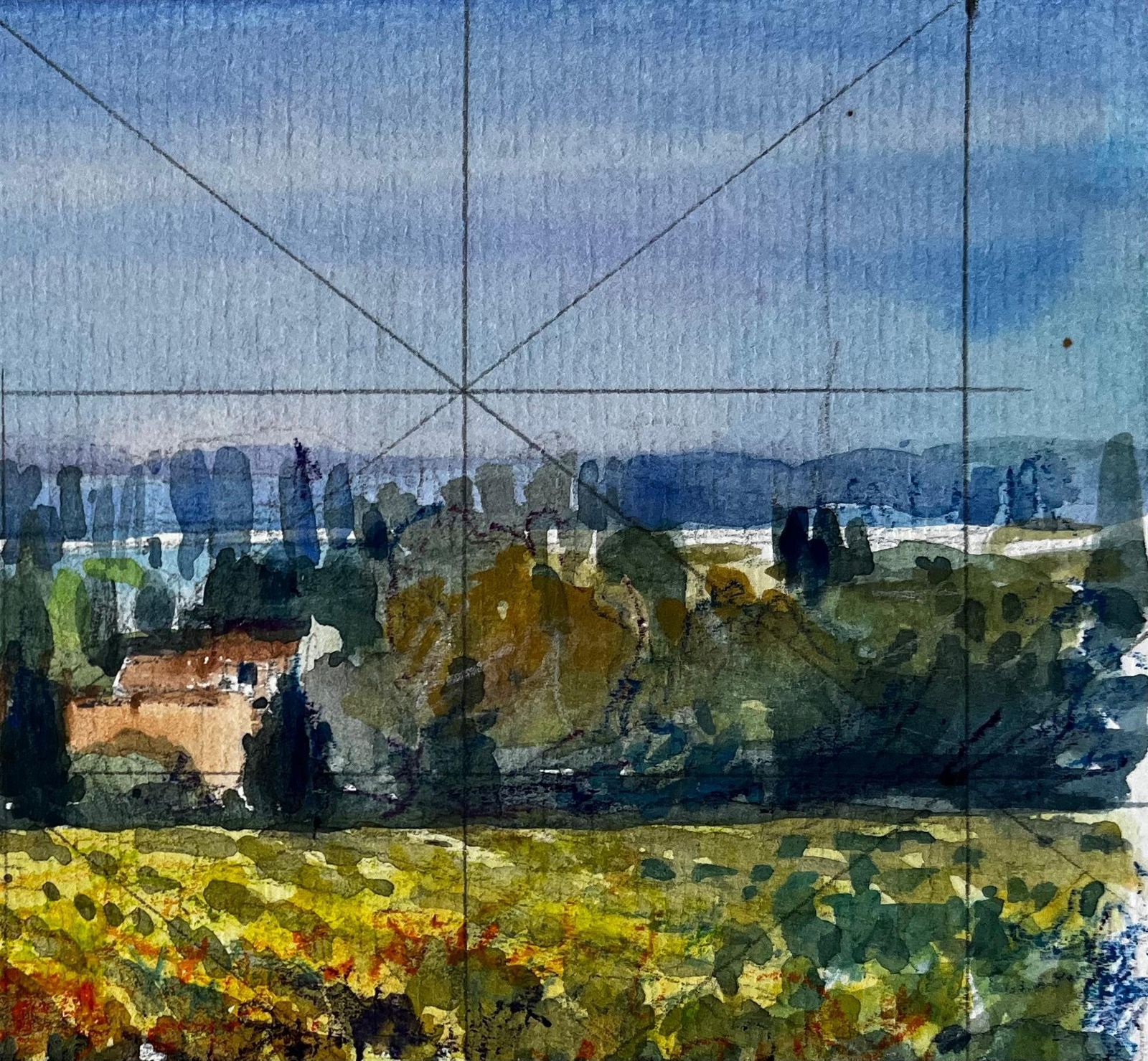 Pierre Neveuvaucluse Vineyard Landscape With Terracotta Farmhouses French Watercolour photo Art